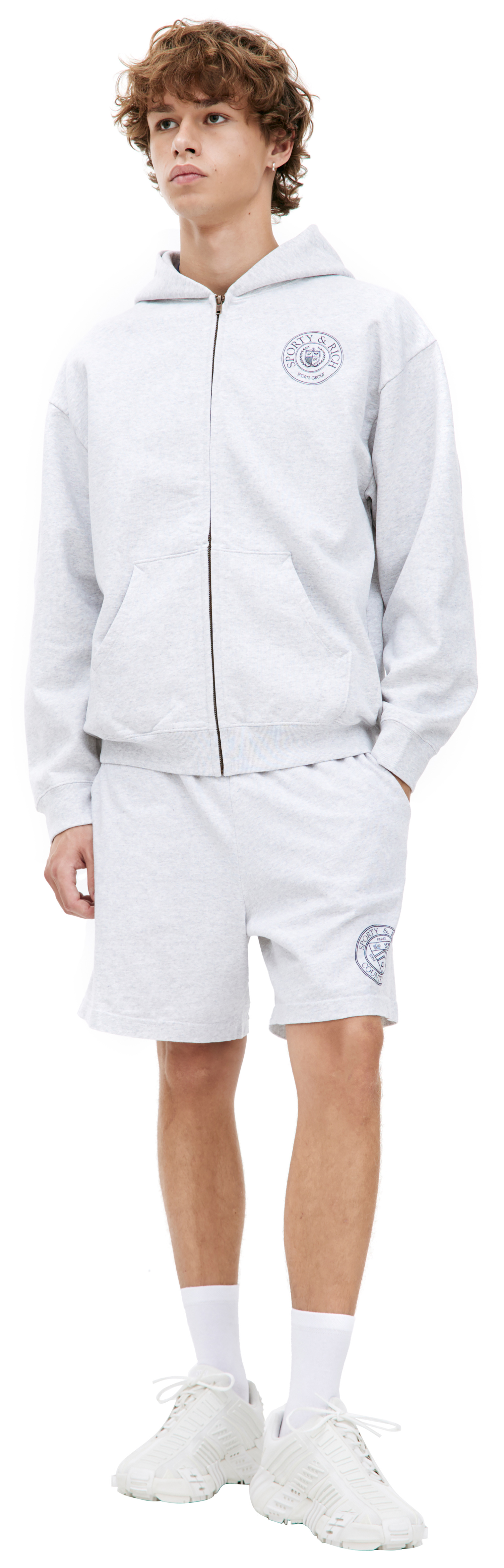 SPORTY & RICH Zippered hoodie with logo