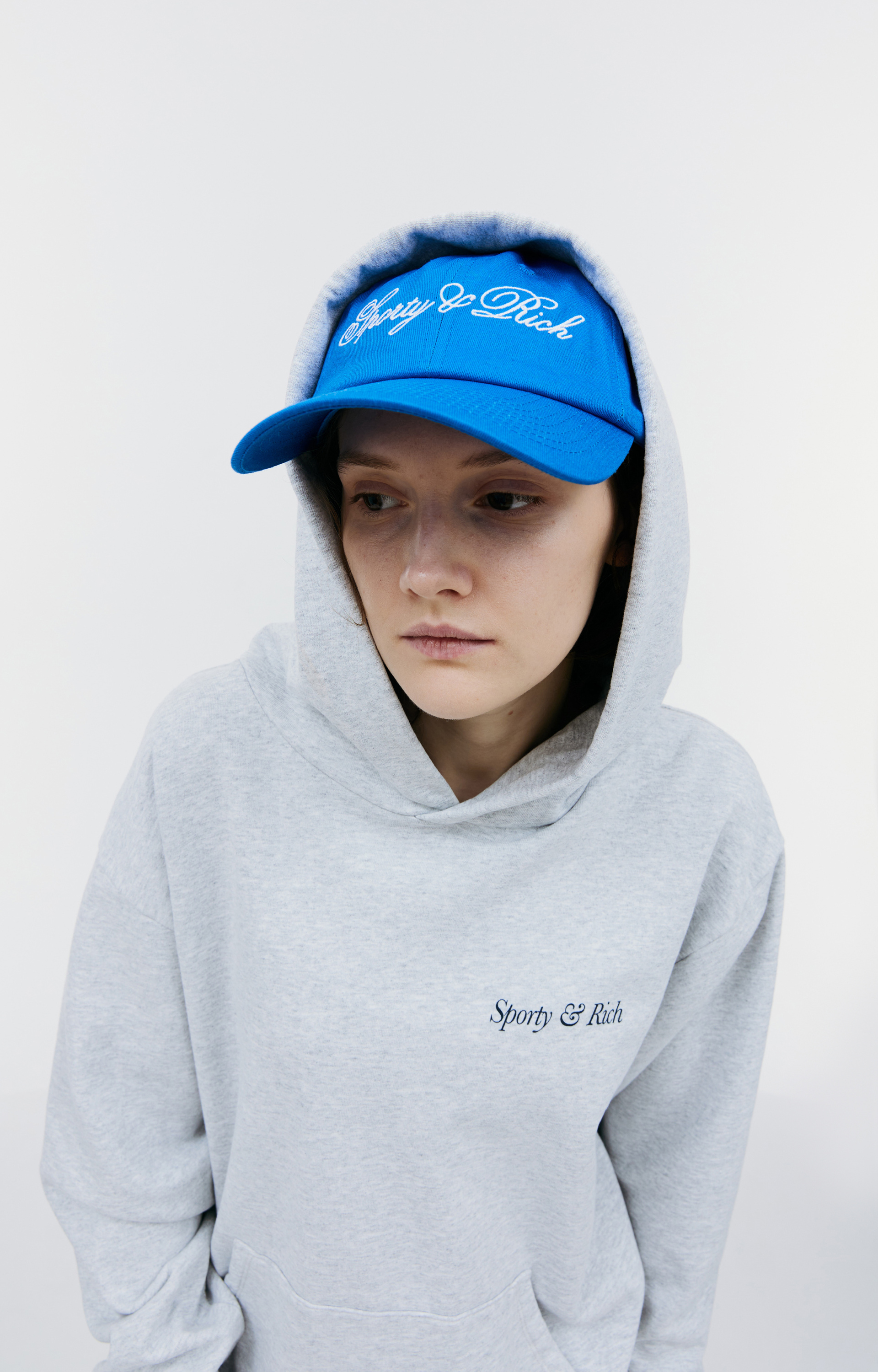 SPORTY & RICH Blue Cursive logo cap