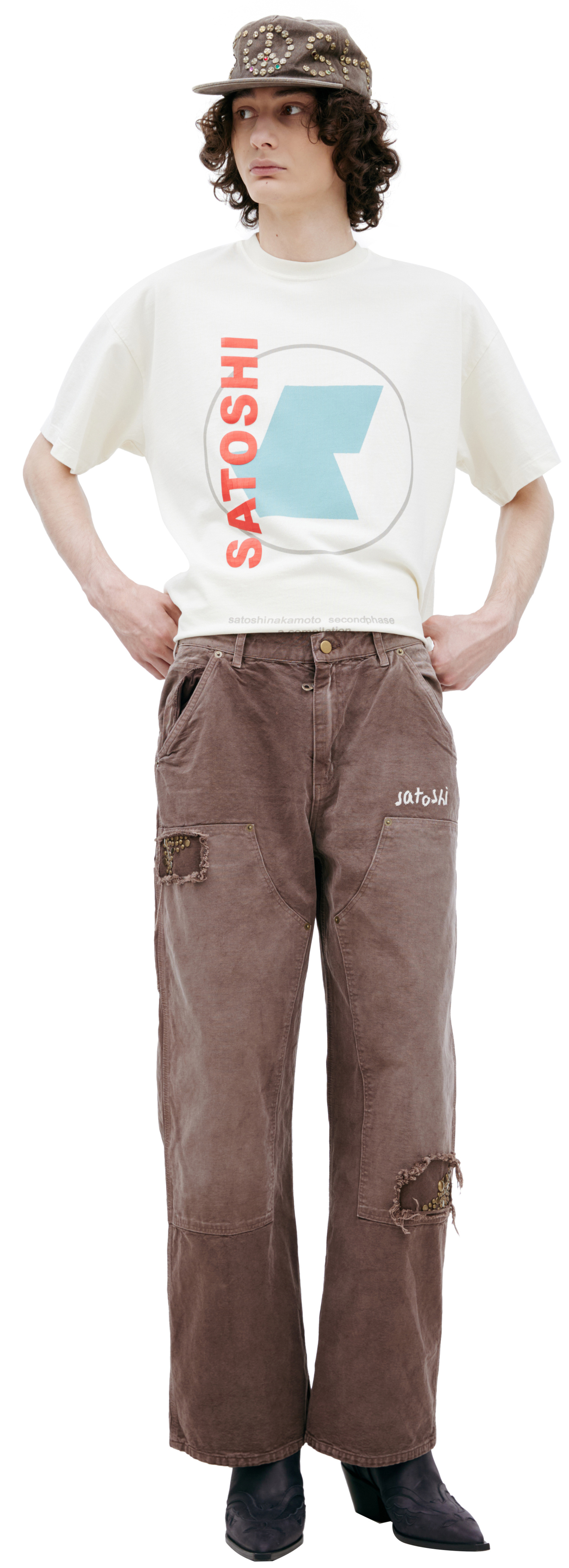 Satoshi Nakamoto Trousers with distressed effect