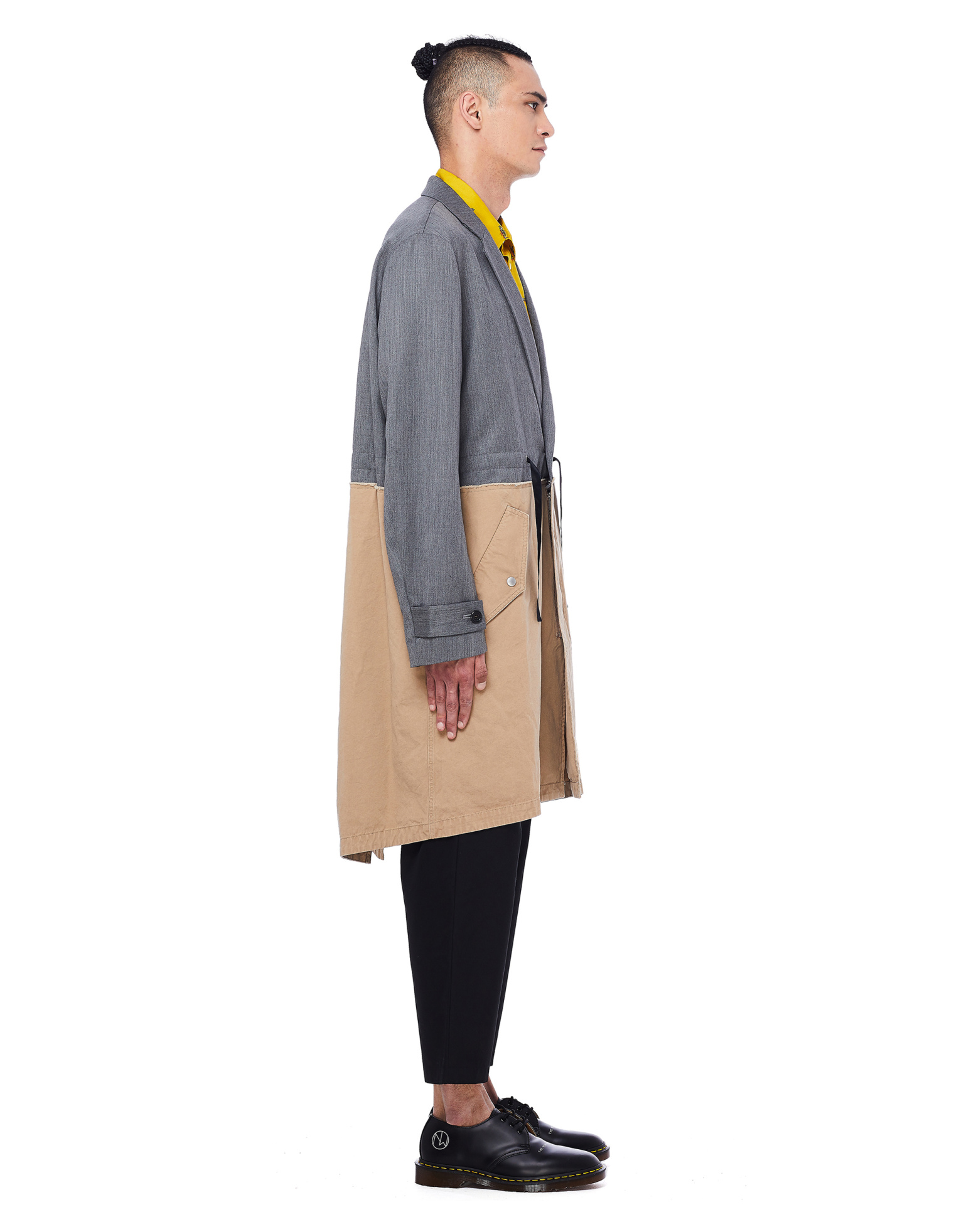 John Undercover Grey & Beige Wool Coat