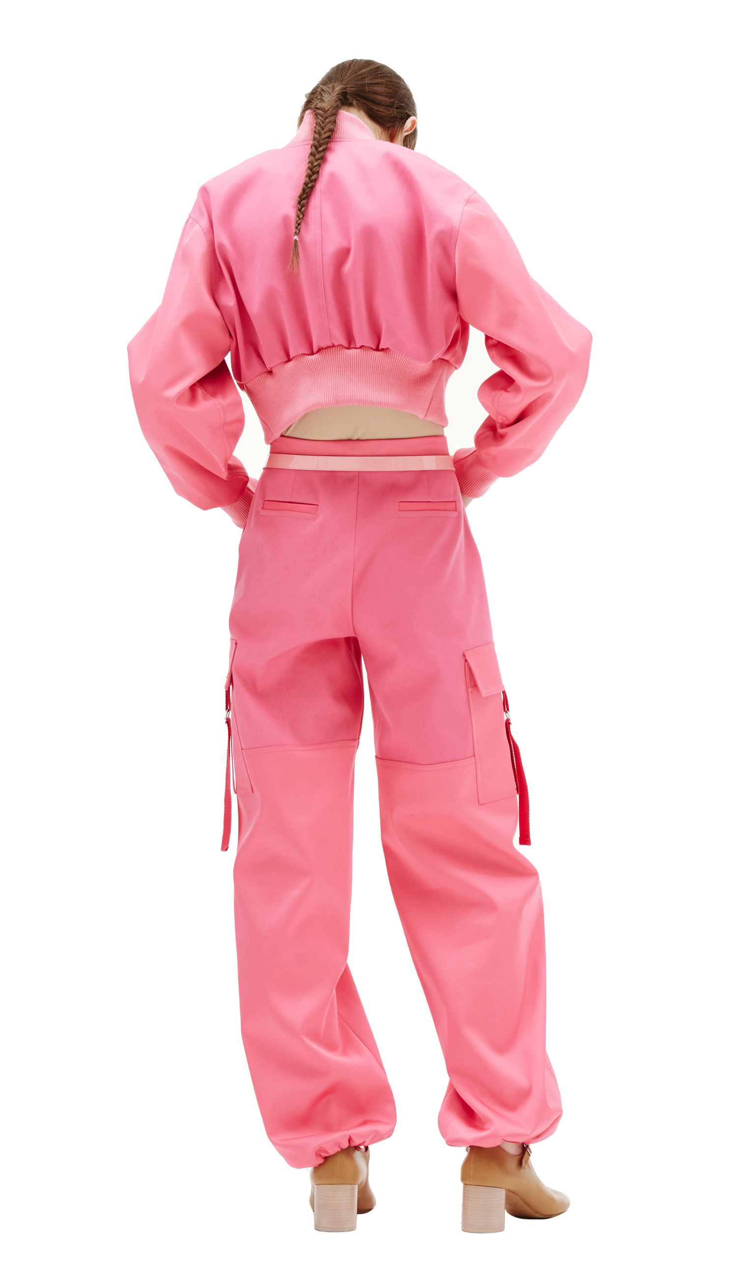 Blumarine Satin-finish Cropped Bomber Jacket