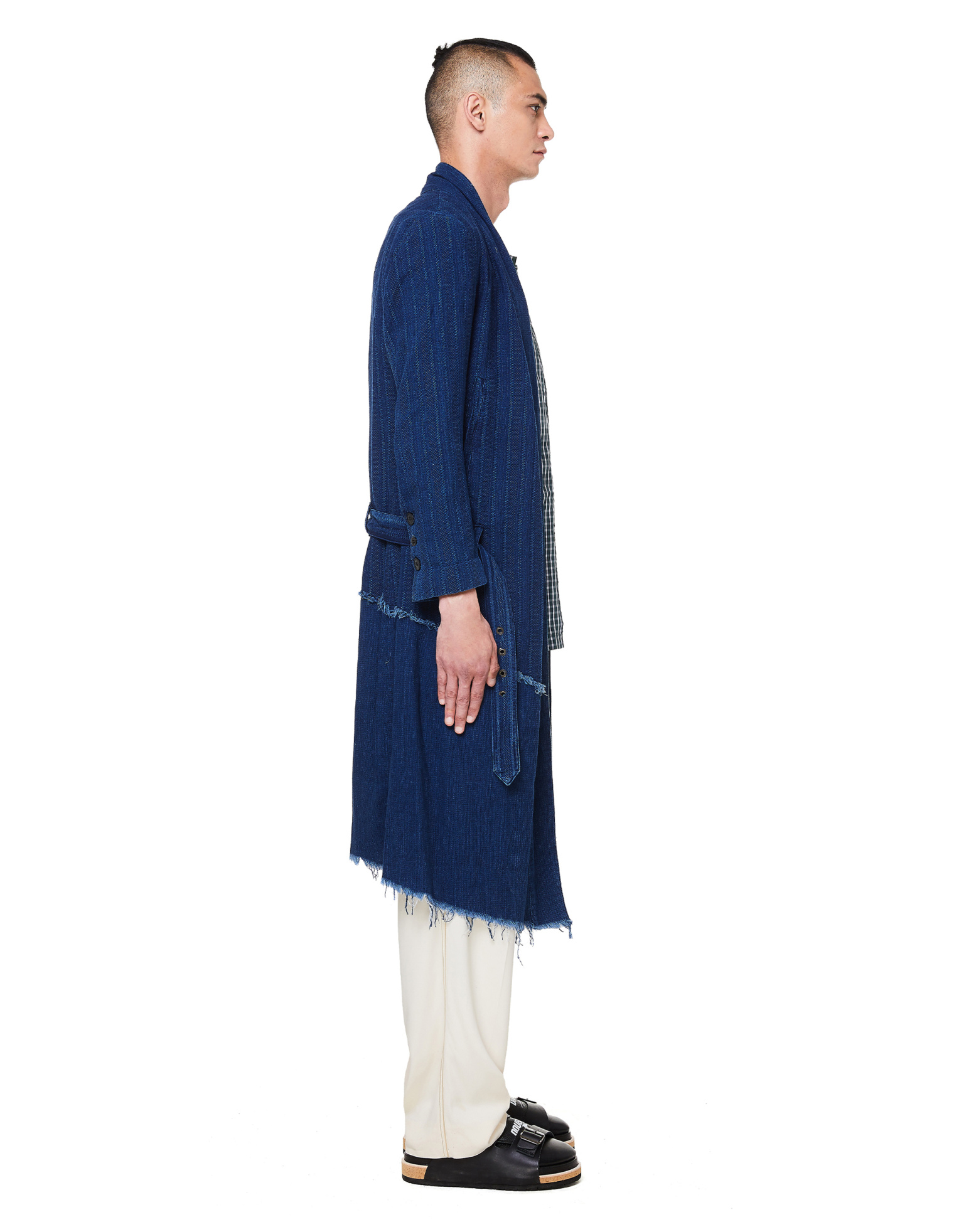 Greg Lauren Blue Patchwork Kimono Coat