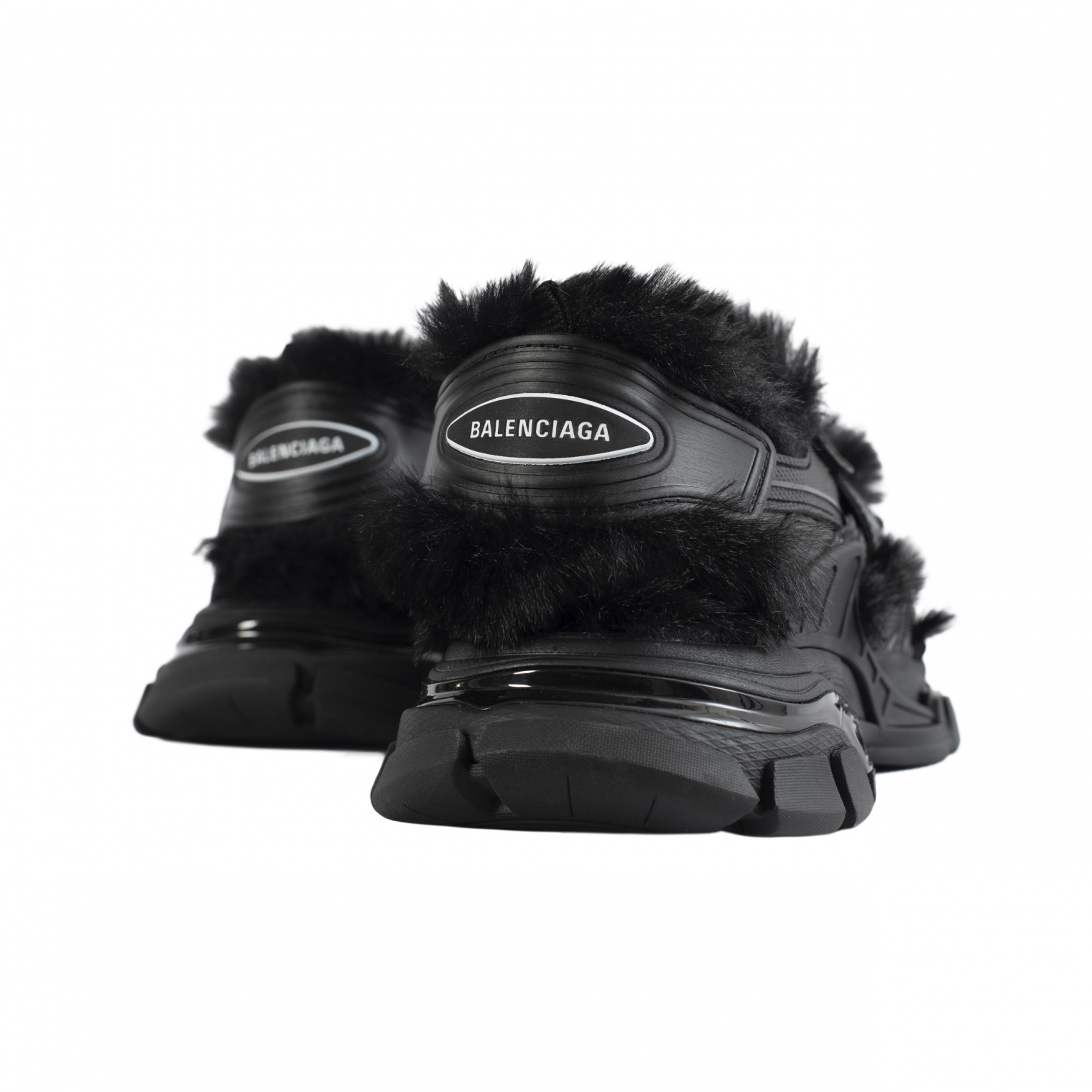 Balenciaga Track sandal fake fur in black