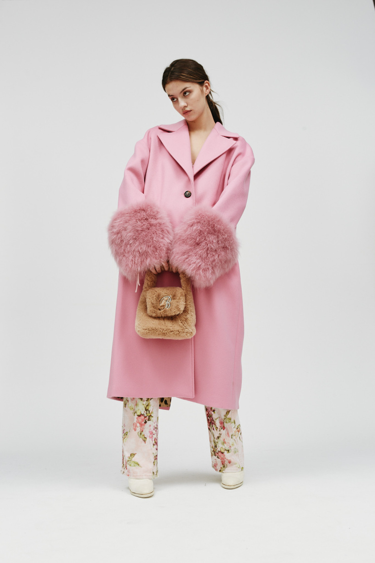 Blumarine Fux-fur top handle bag