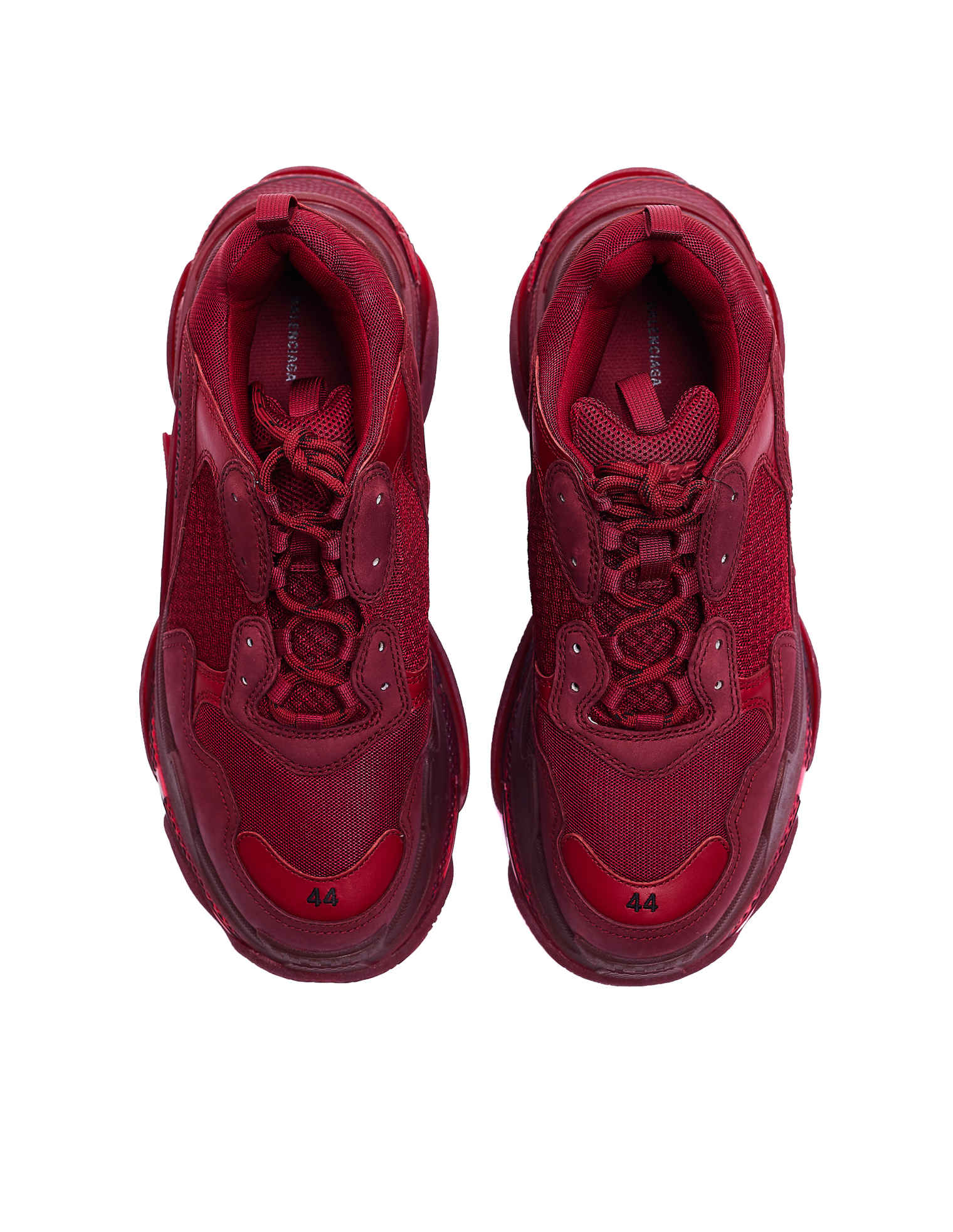 Balenciaga Burgundy Triple S Clear Sole Sneakers