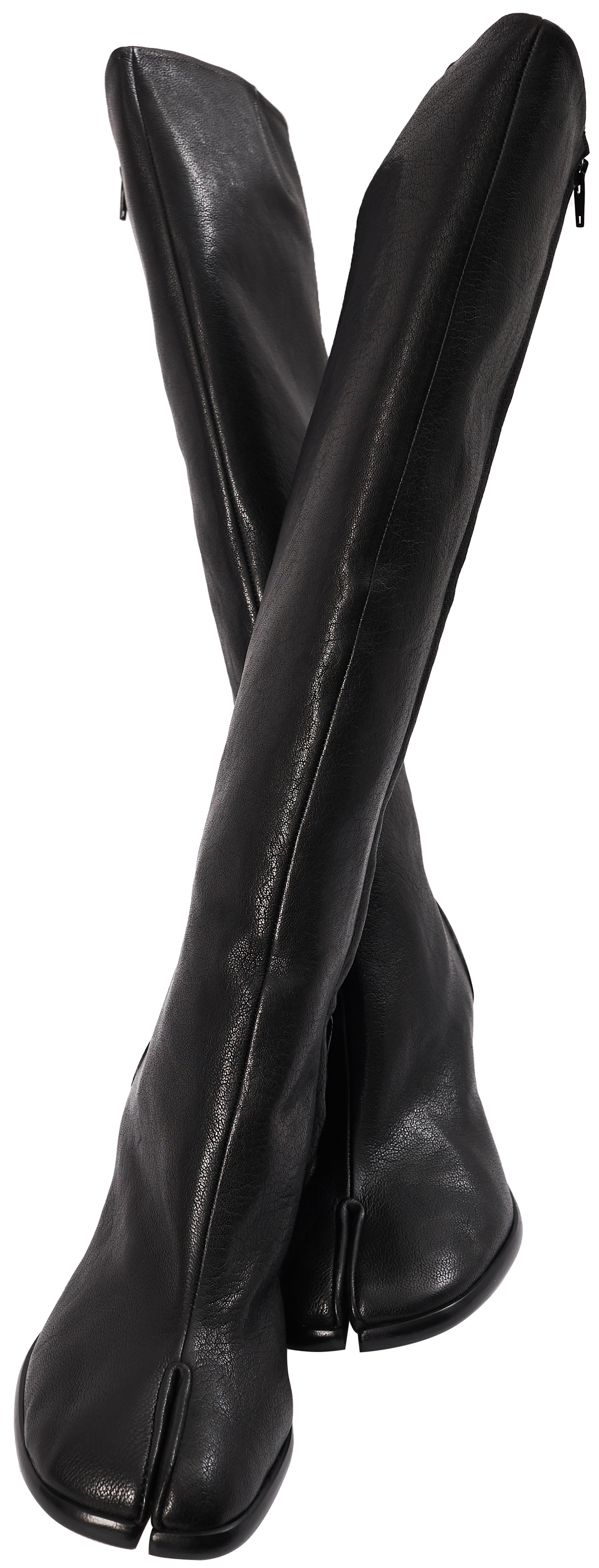 Buy Maison Margiela women black tabi knee-high boots for $2,370