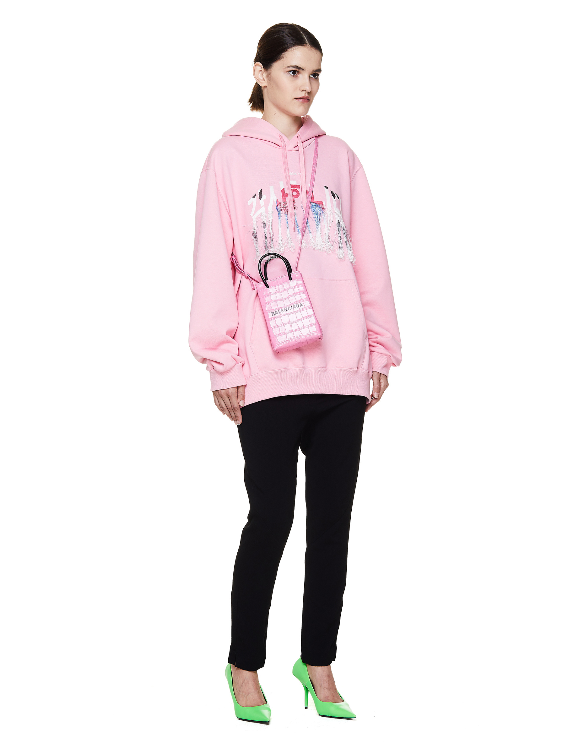 Balenciaga Pink Leather Shopping Phone Holder