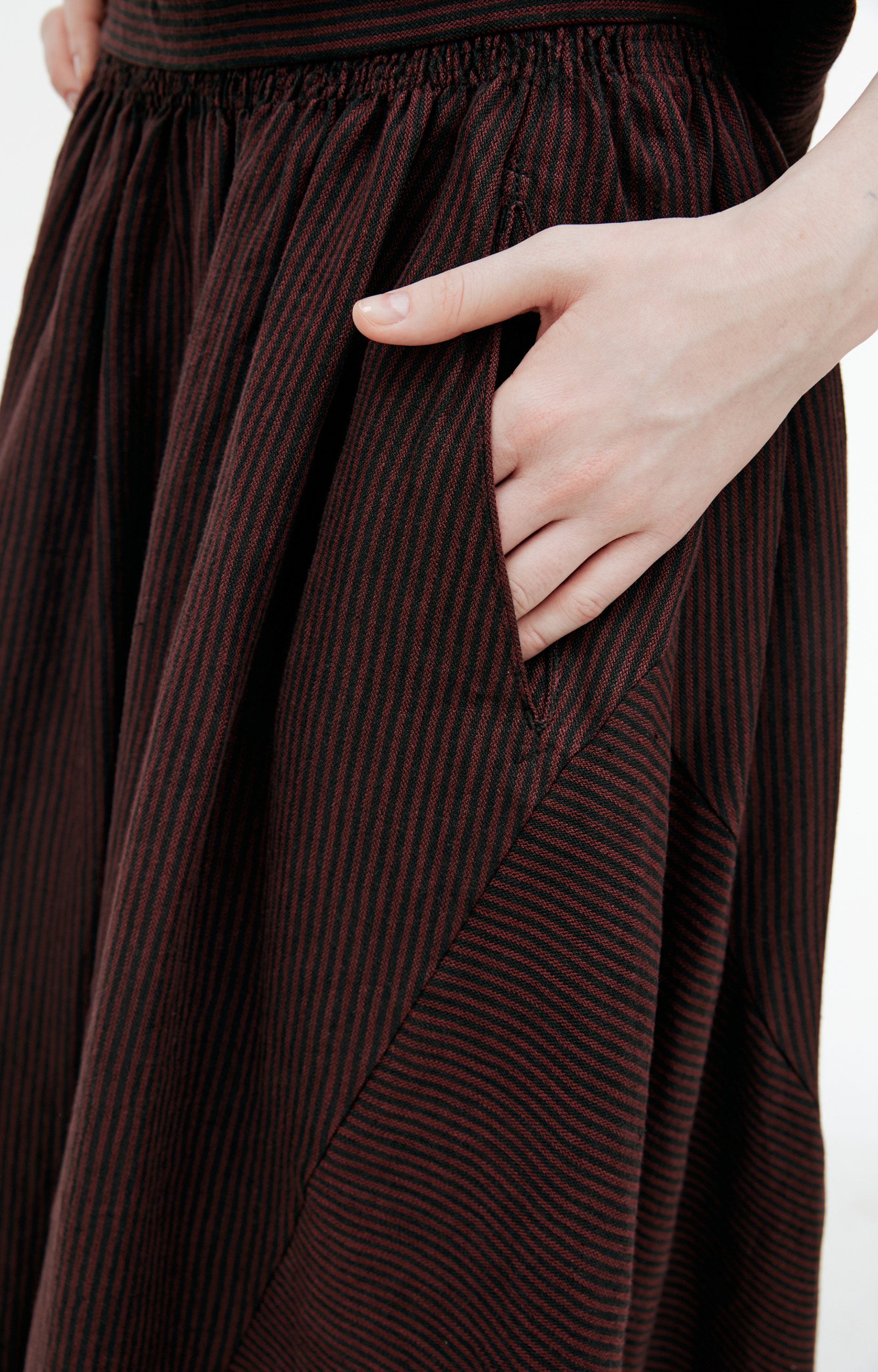 Ziggy Chen Striped midi skirt