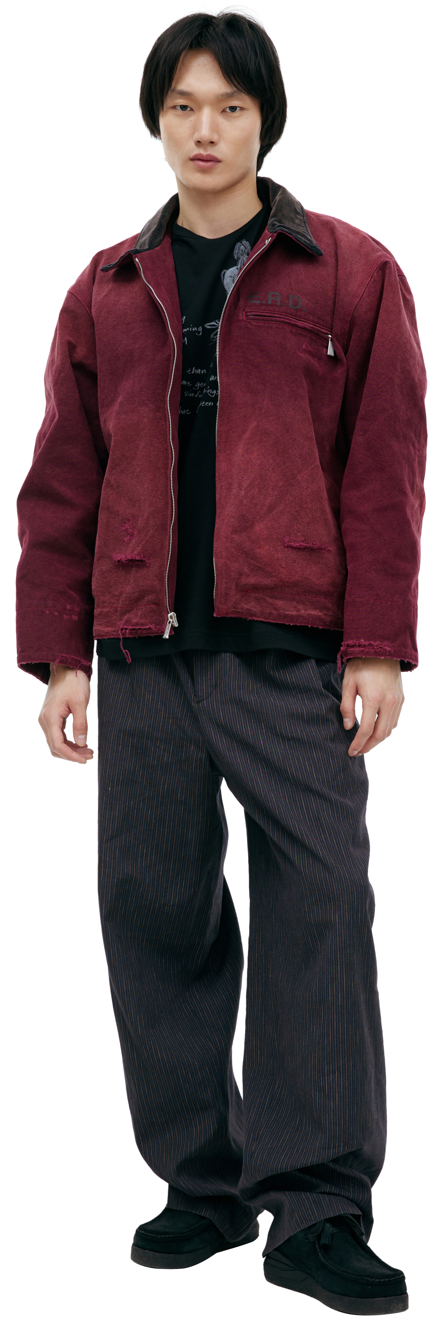 Enfants Riches Deprimes Ripped jacket with corduroy collar