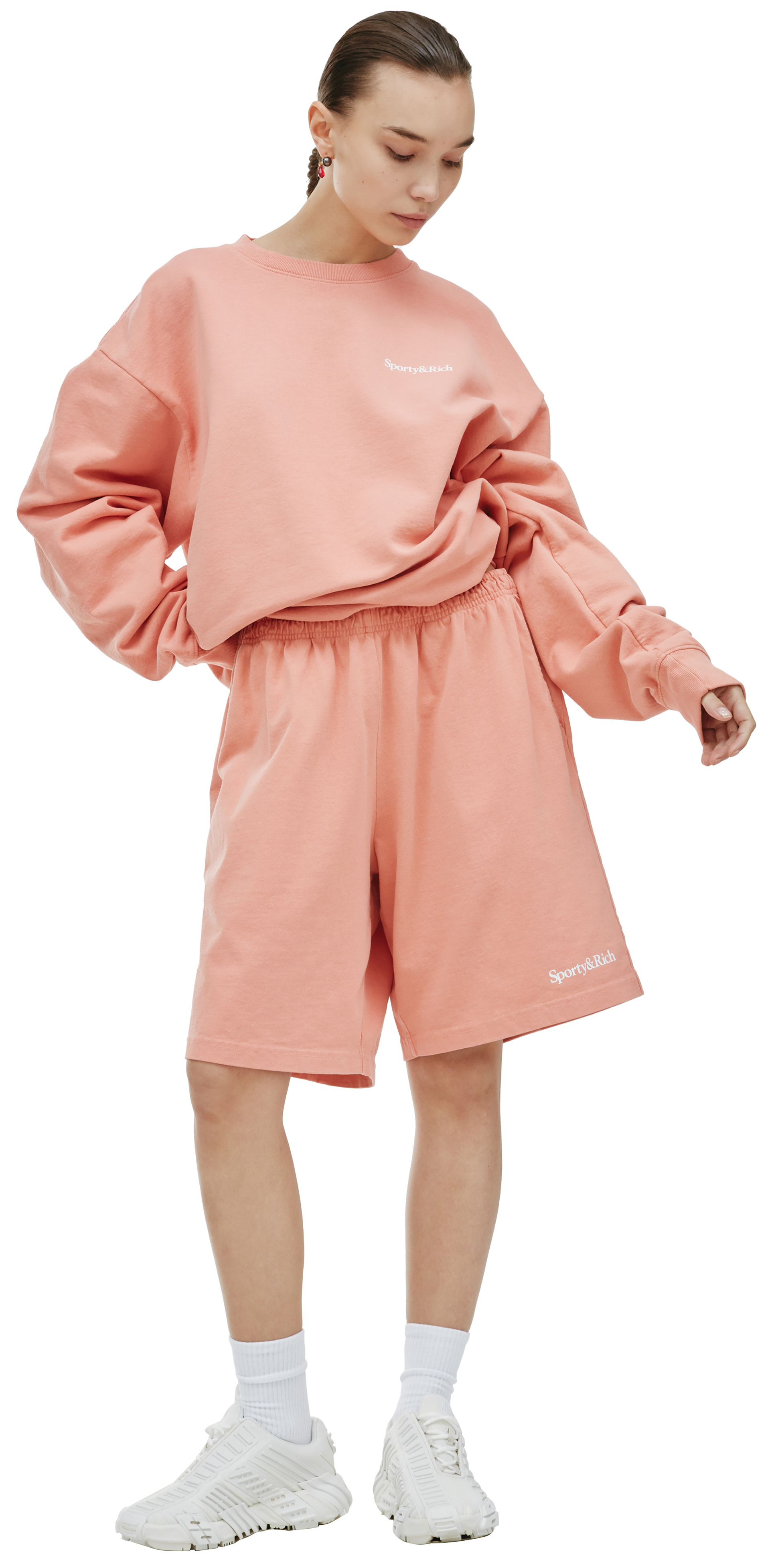 SPORTY & RICH Serif Logo Gym Shorts