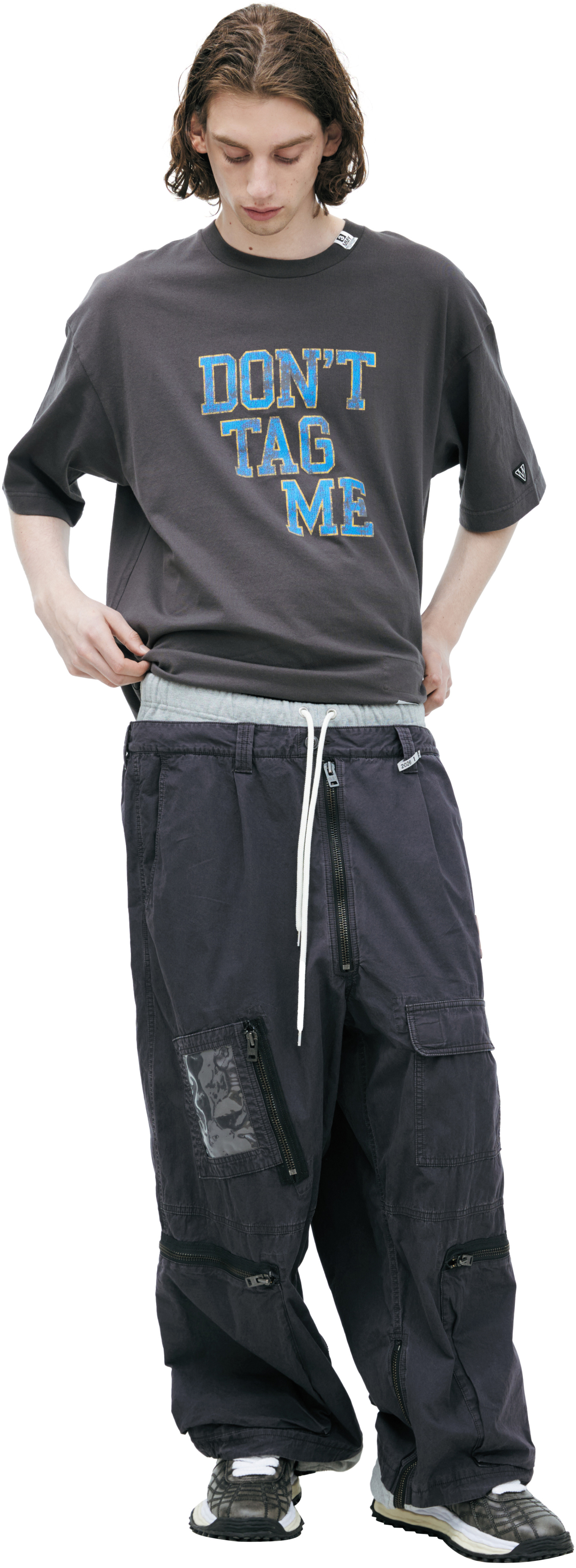 Buy Maison Mihara Yasuhiro men dark grey pants with contrasting