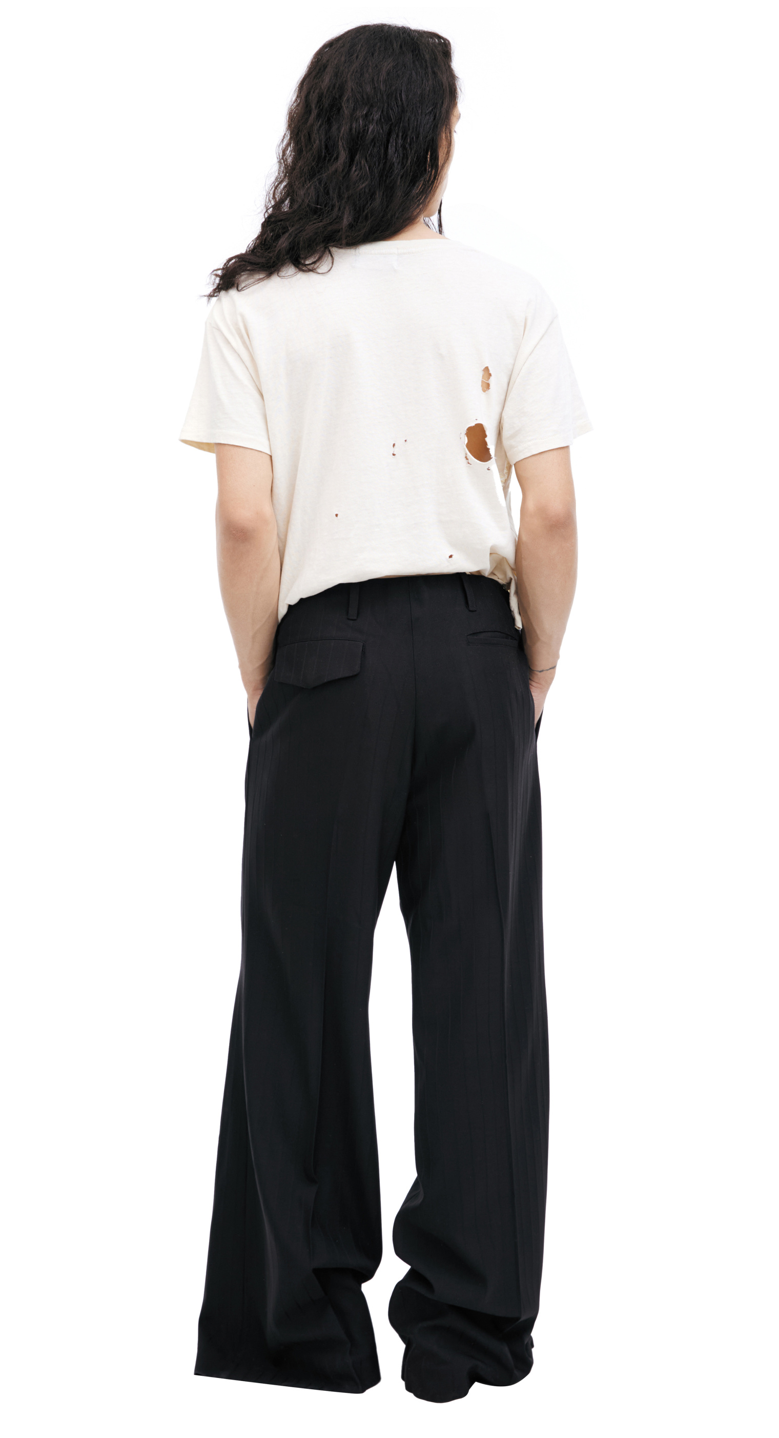 Buy Enfants Riches Déprimés men black wide stripped trousers for Buy Enfants Riches Déprimés men black wide stripped trousers for