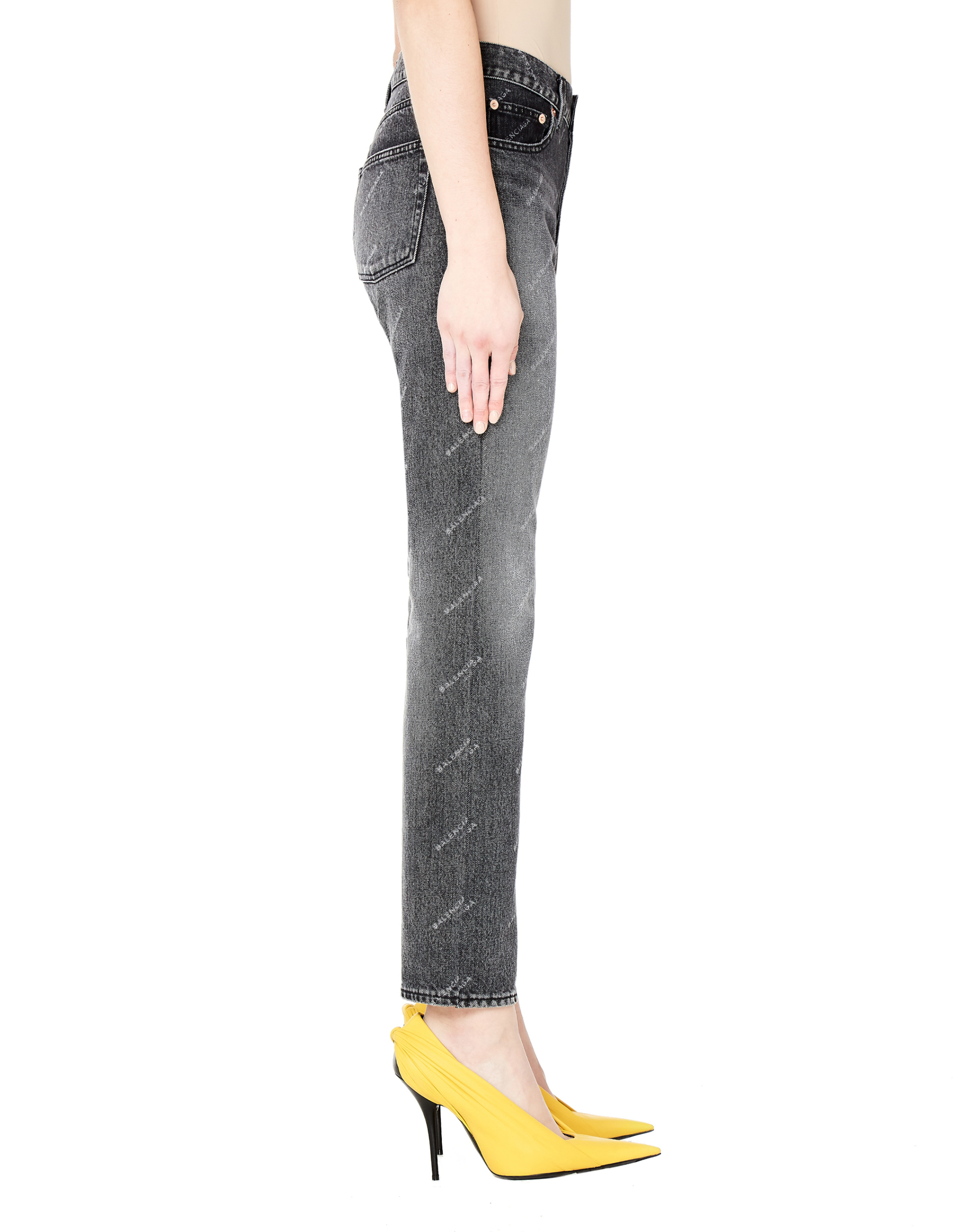 Balenciaga Logo Printed Grey Denim Jeans