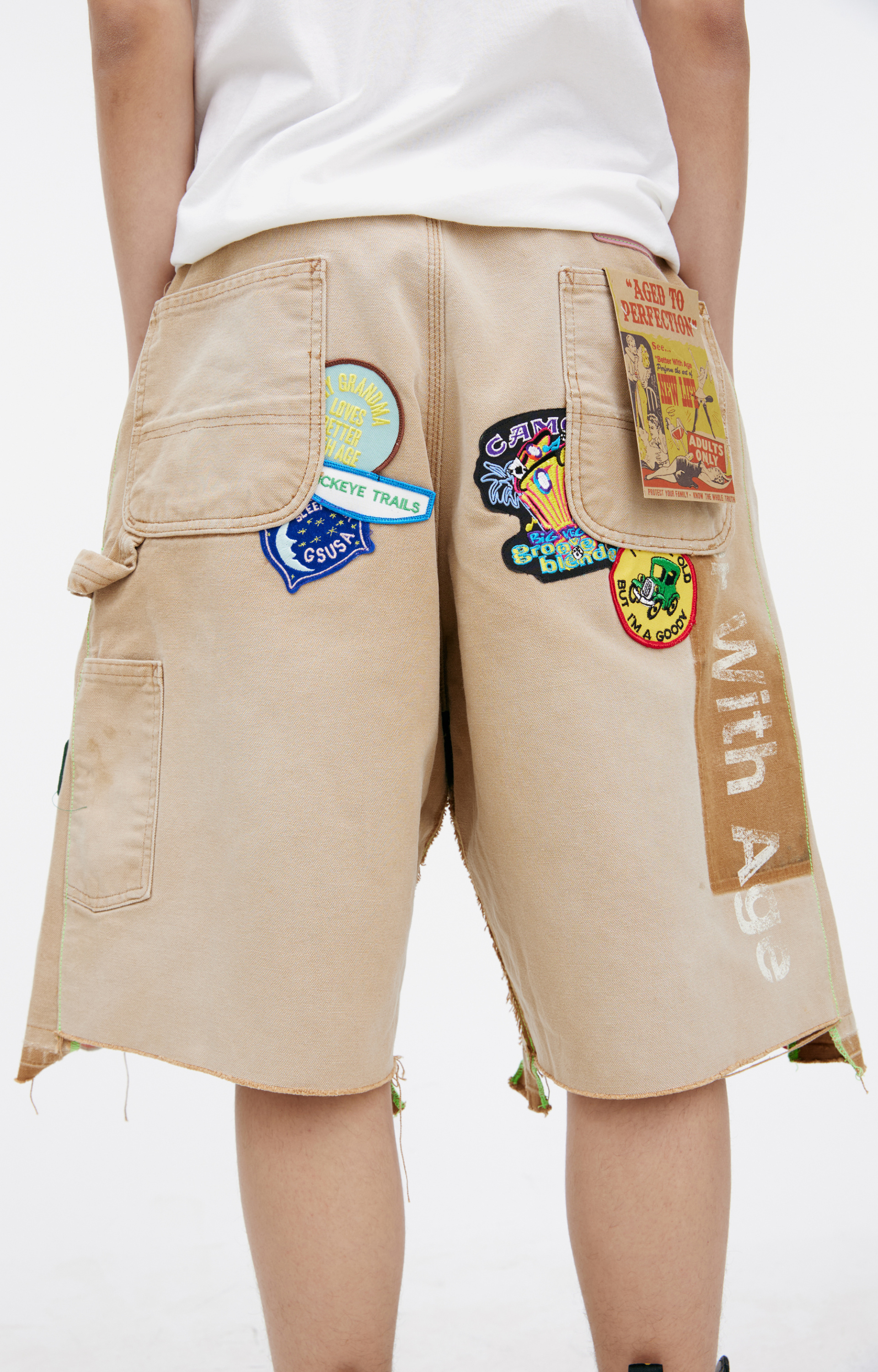BETTER WITH AGE Denim shorts with patches
