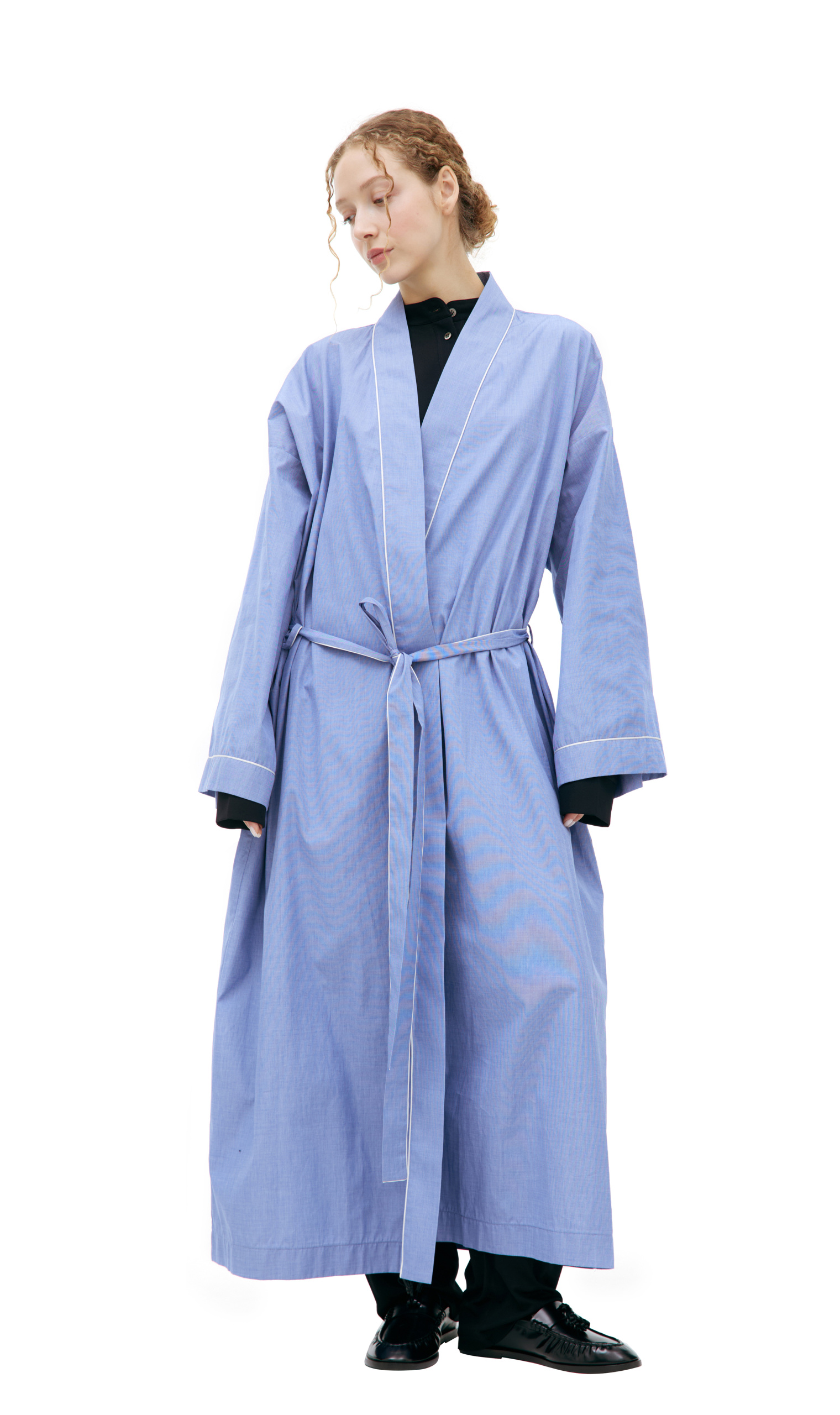 The Row Blue belted coat