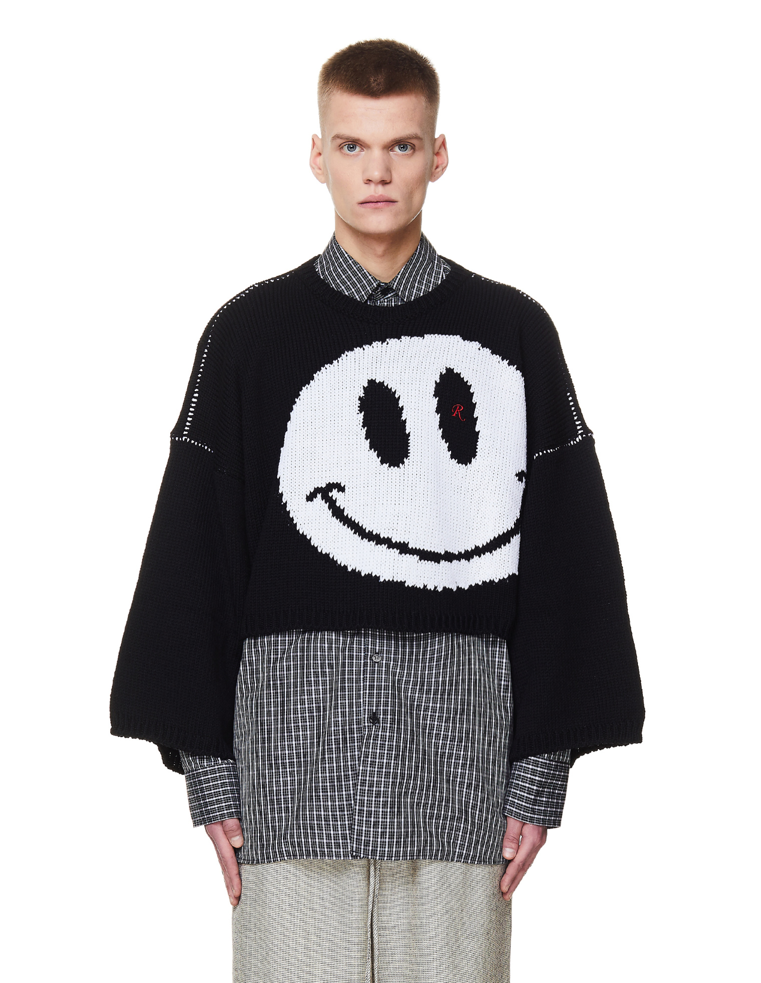 Raf Simons Smiley Face Jacquard Oversized Sweater