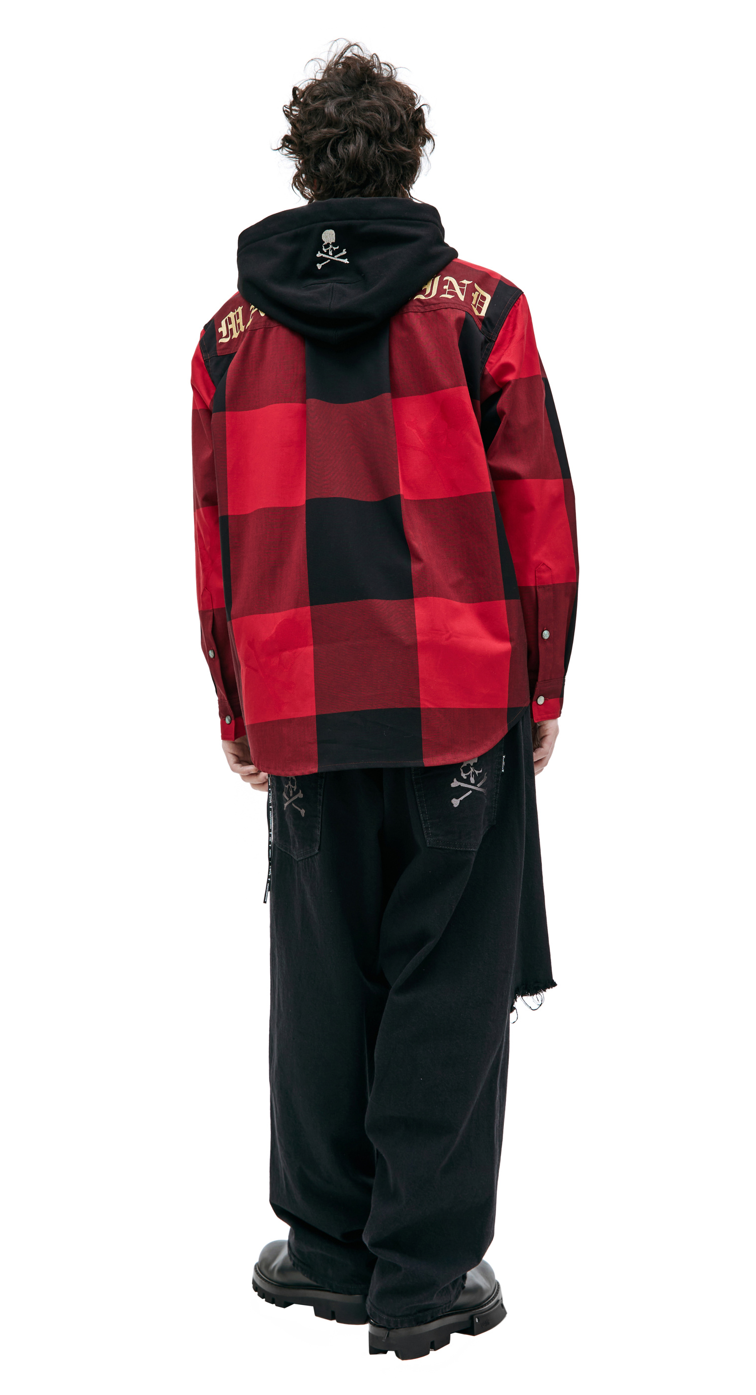 Mastermind WORLD Сheck-print hooded shirt