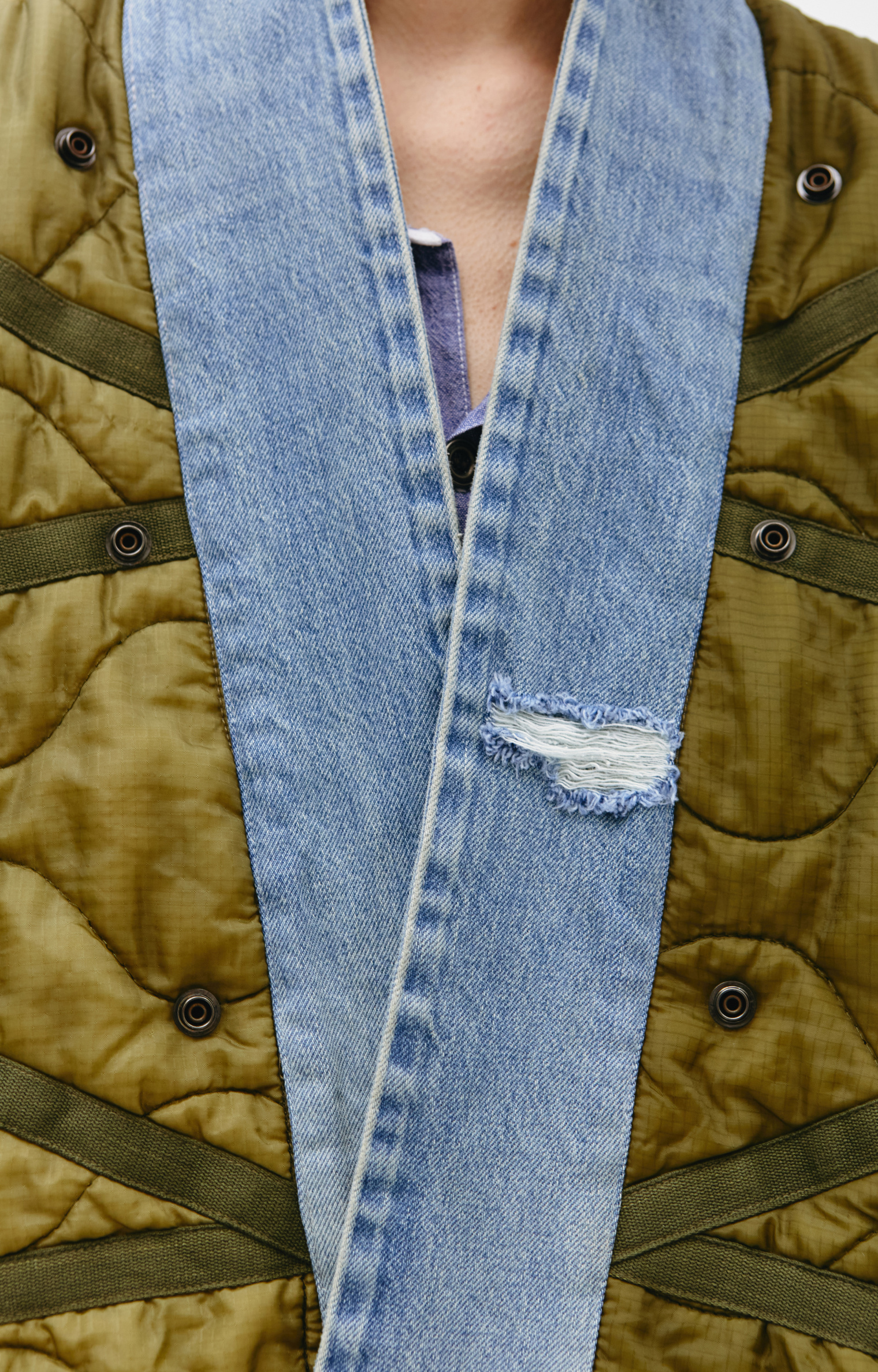 Greg Lauren Куртка со вставками из денима