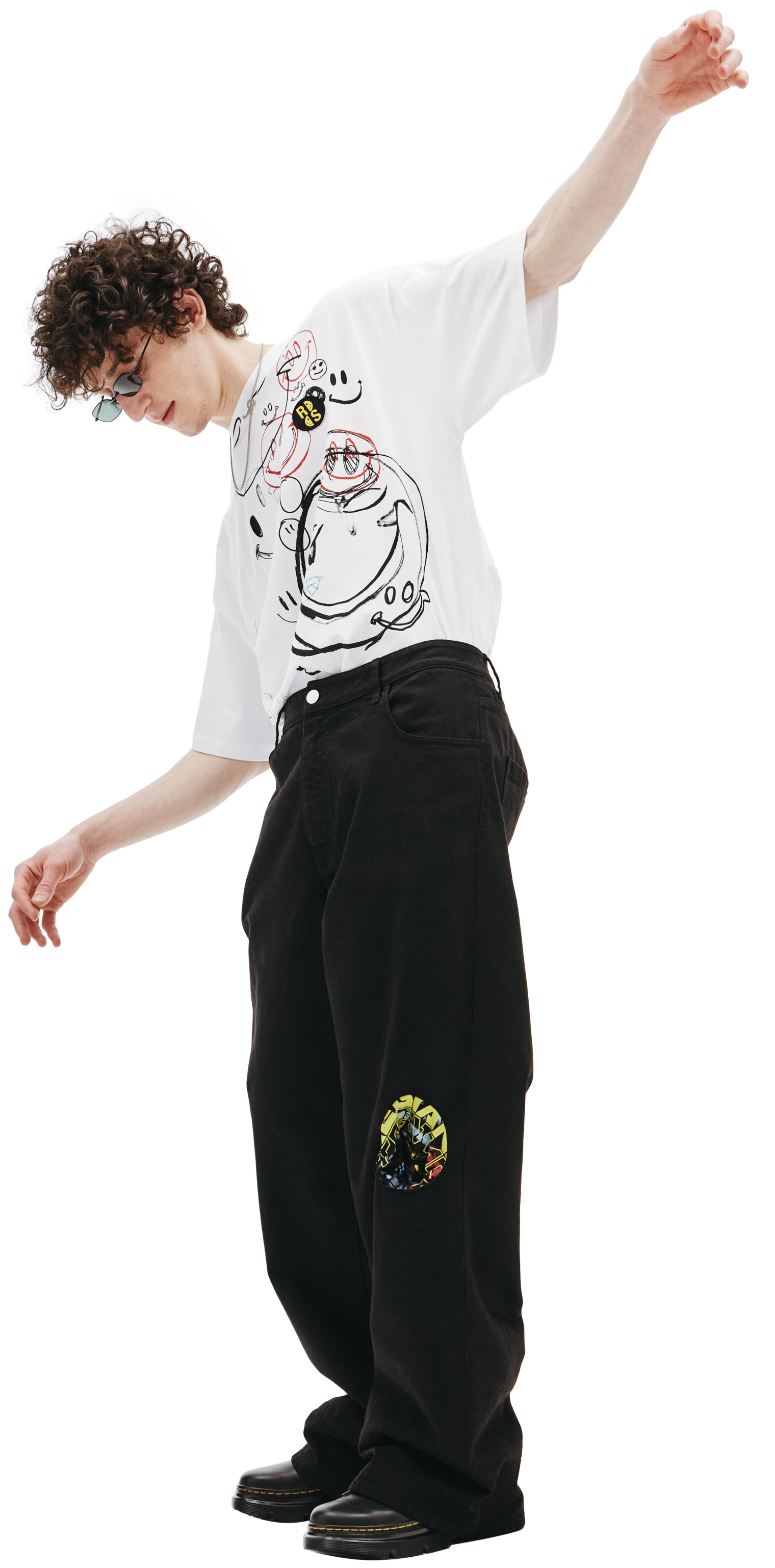 Raf Simons Raf Simons x Smiley Oversized Drawing Print T-Shirt