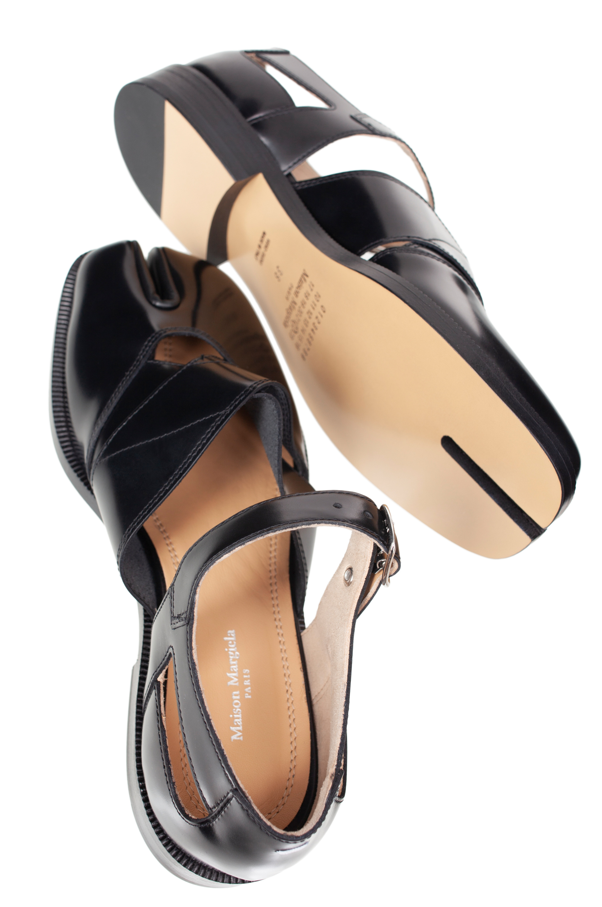 Maison Margiela Black Tabi Strap Oxfords