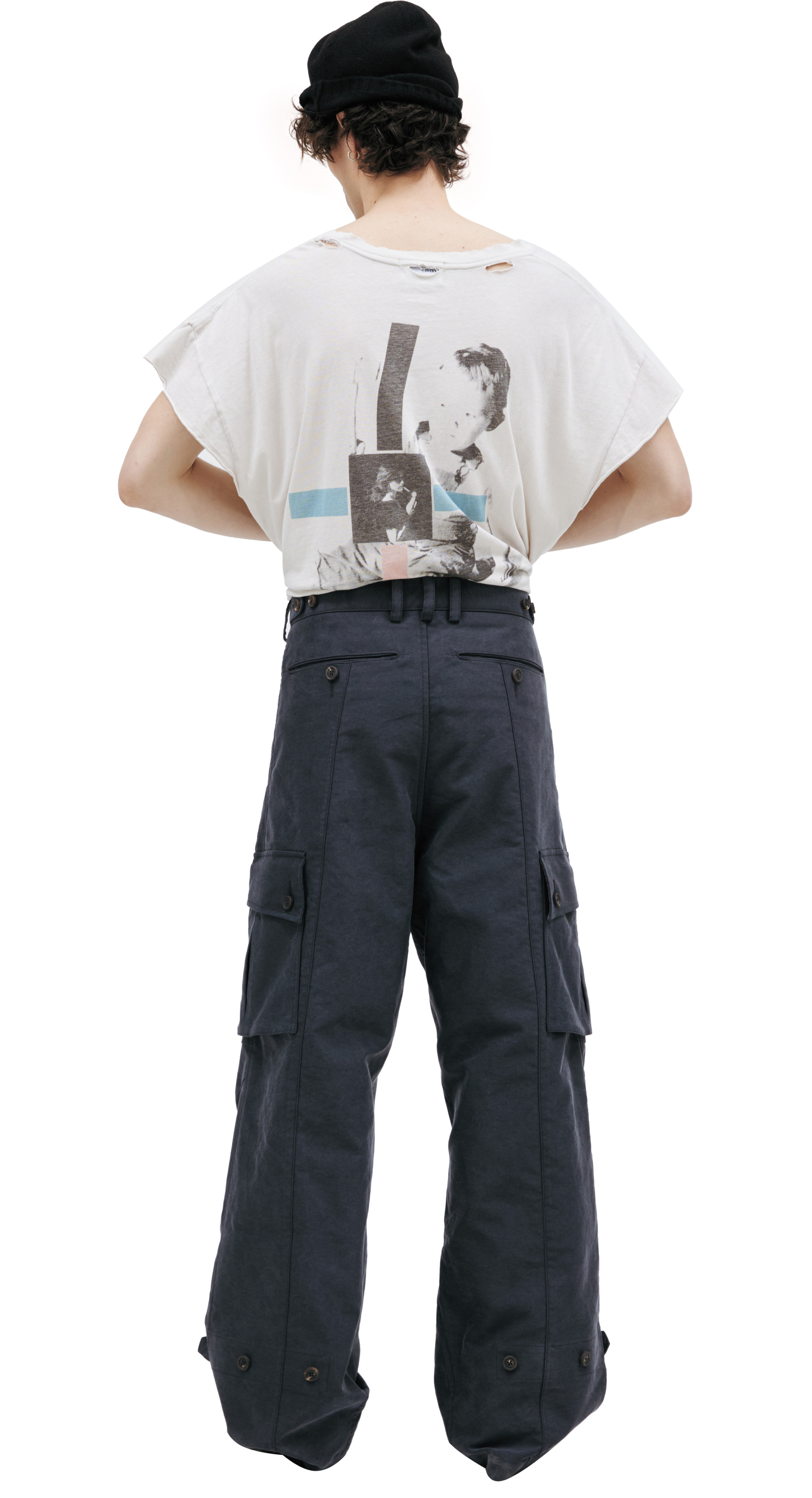 Ziggy Chen Loose fitting cargo trousers dark blue