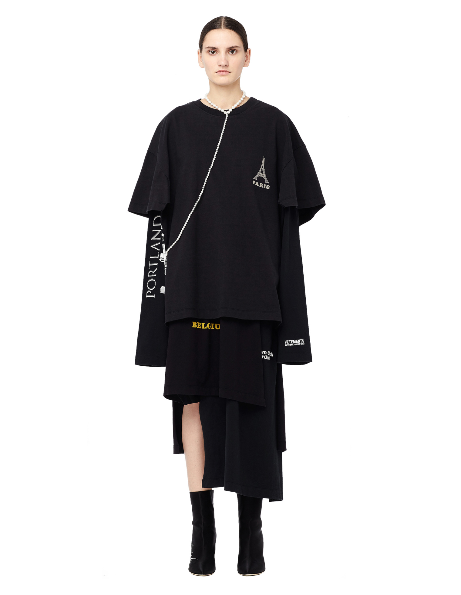 VETEMENTS Printed Cotton Layered T-shirt Dress
