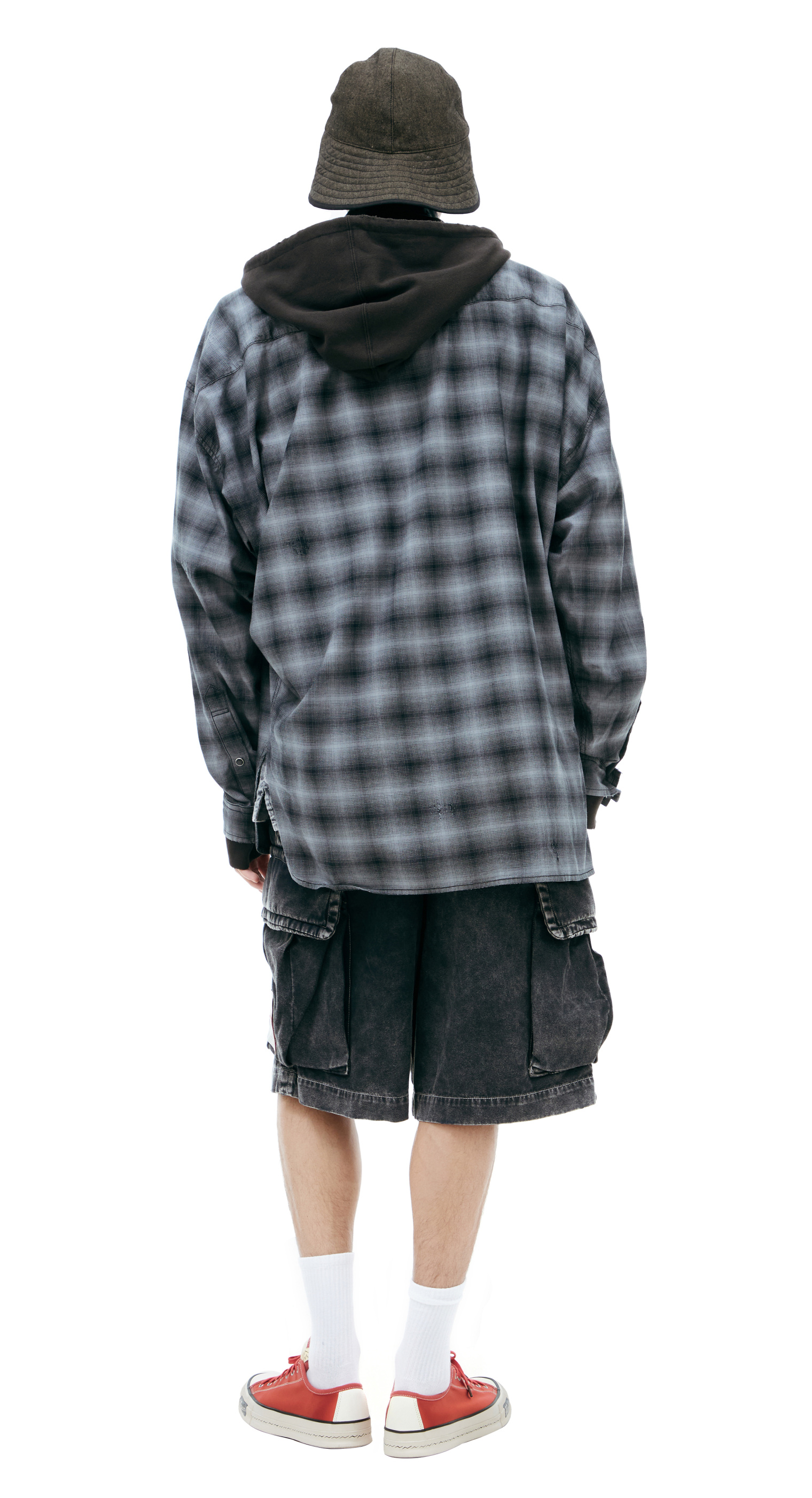 Maison Mihara Yasuhiro Hooded plaid shirt