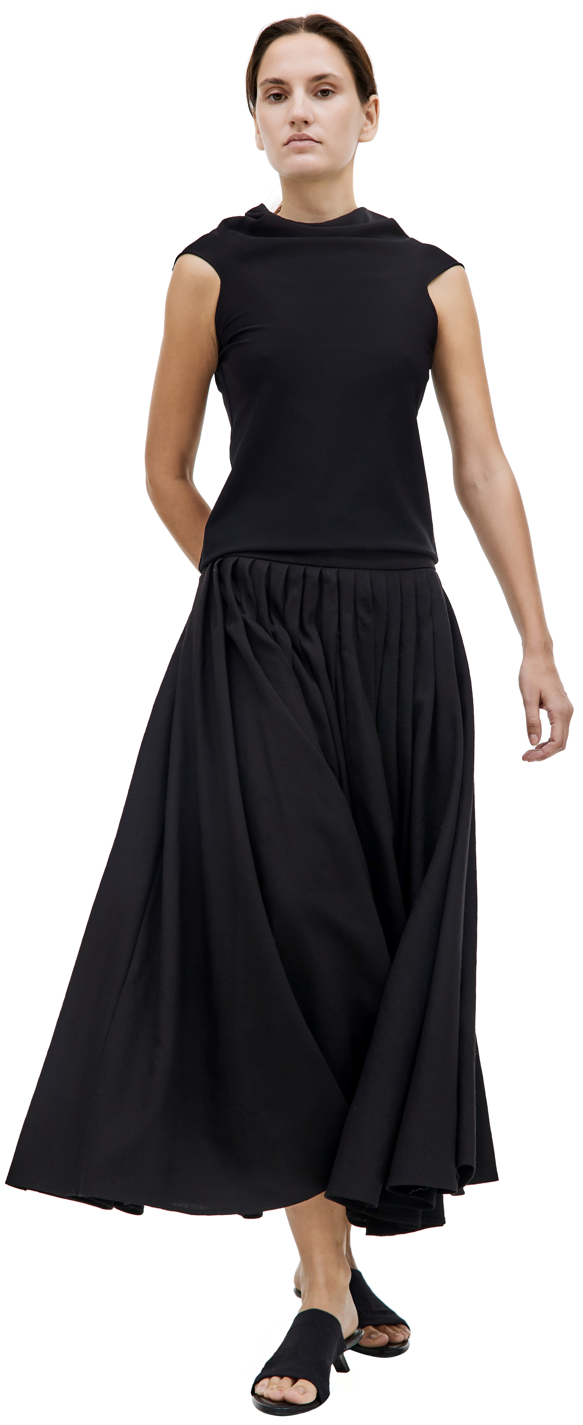 QUIRA Pleated wool skirt