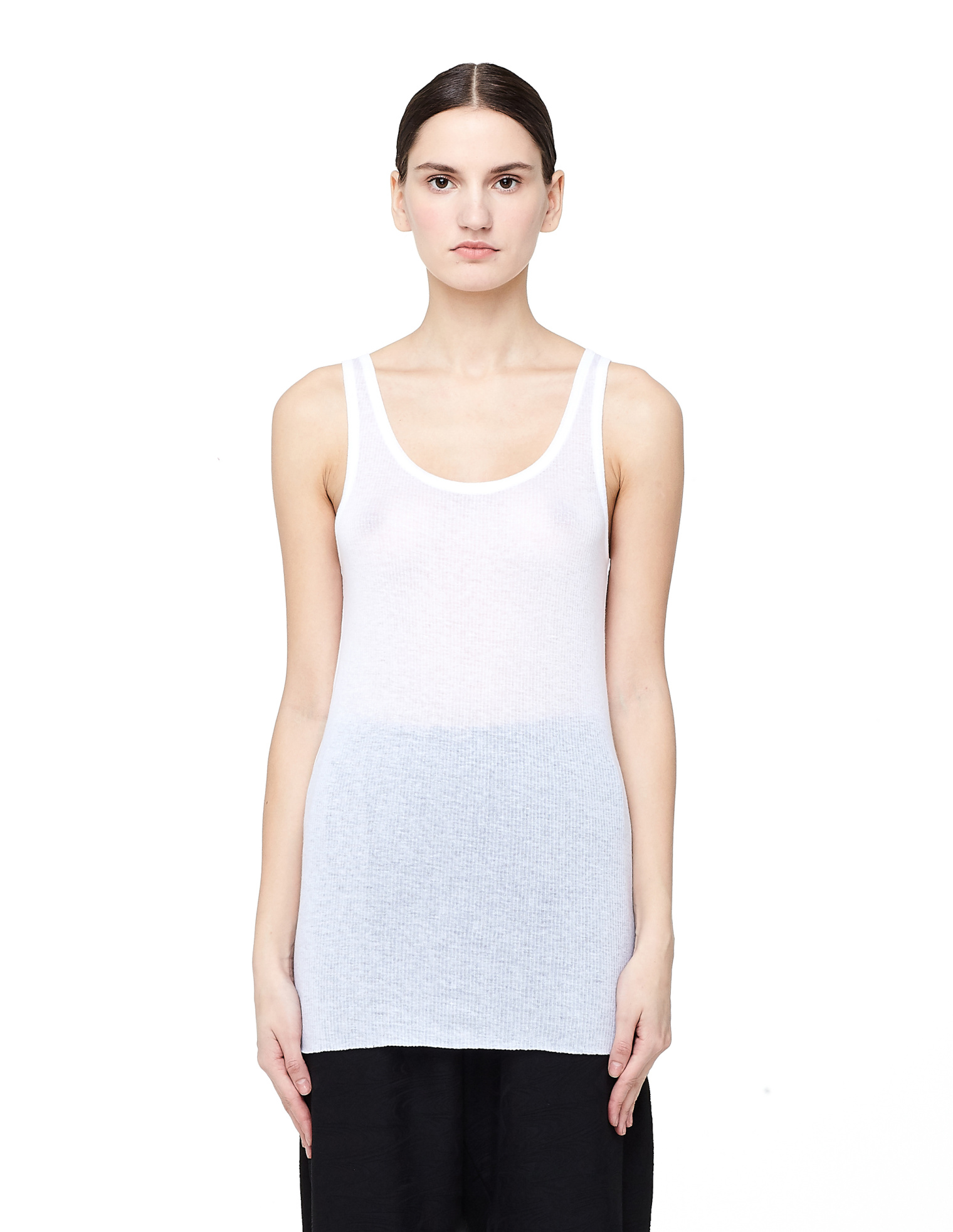 Ann Demeulemeester Raw Hem Ribbed Tank Top