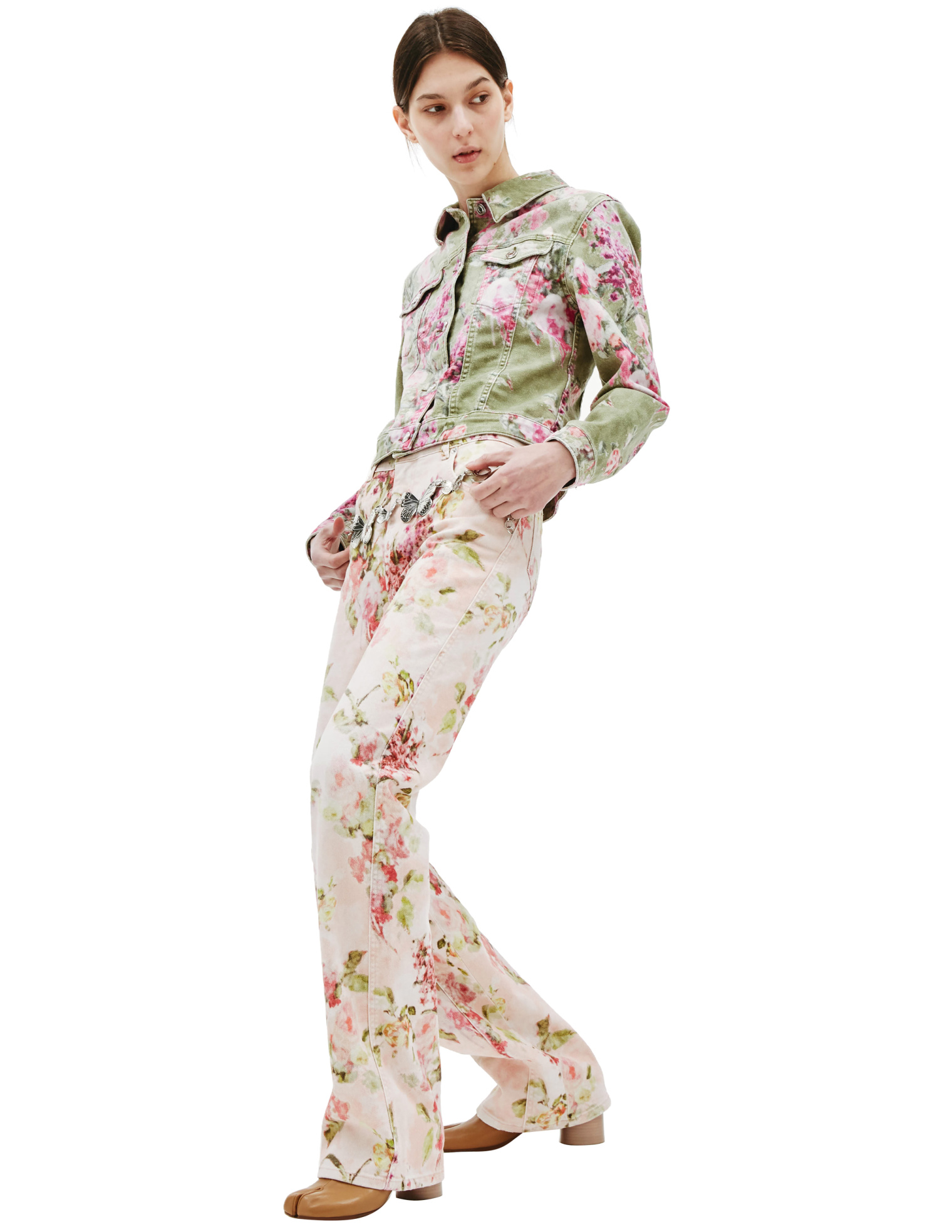 Blumarine Floral-print Denim Jacket