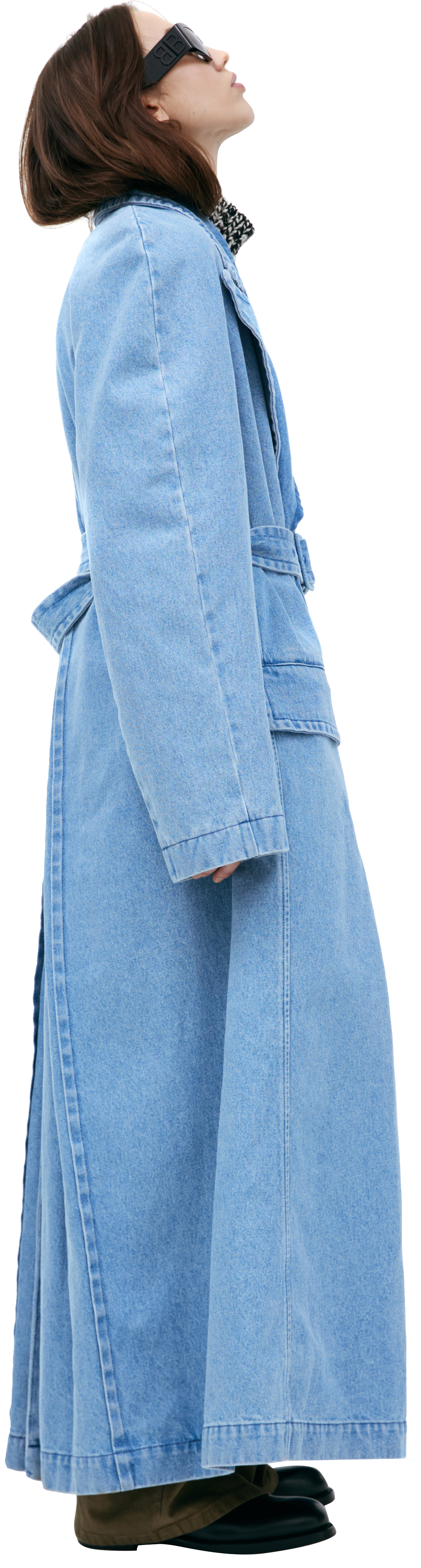 Dries Van Noten Denim trench coat with belt