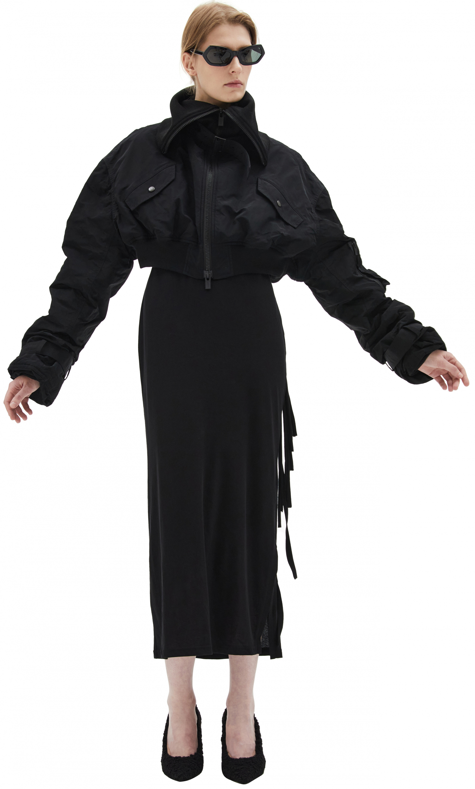 Yohji Yamamoto Black bomber jacket with high collar