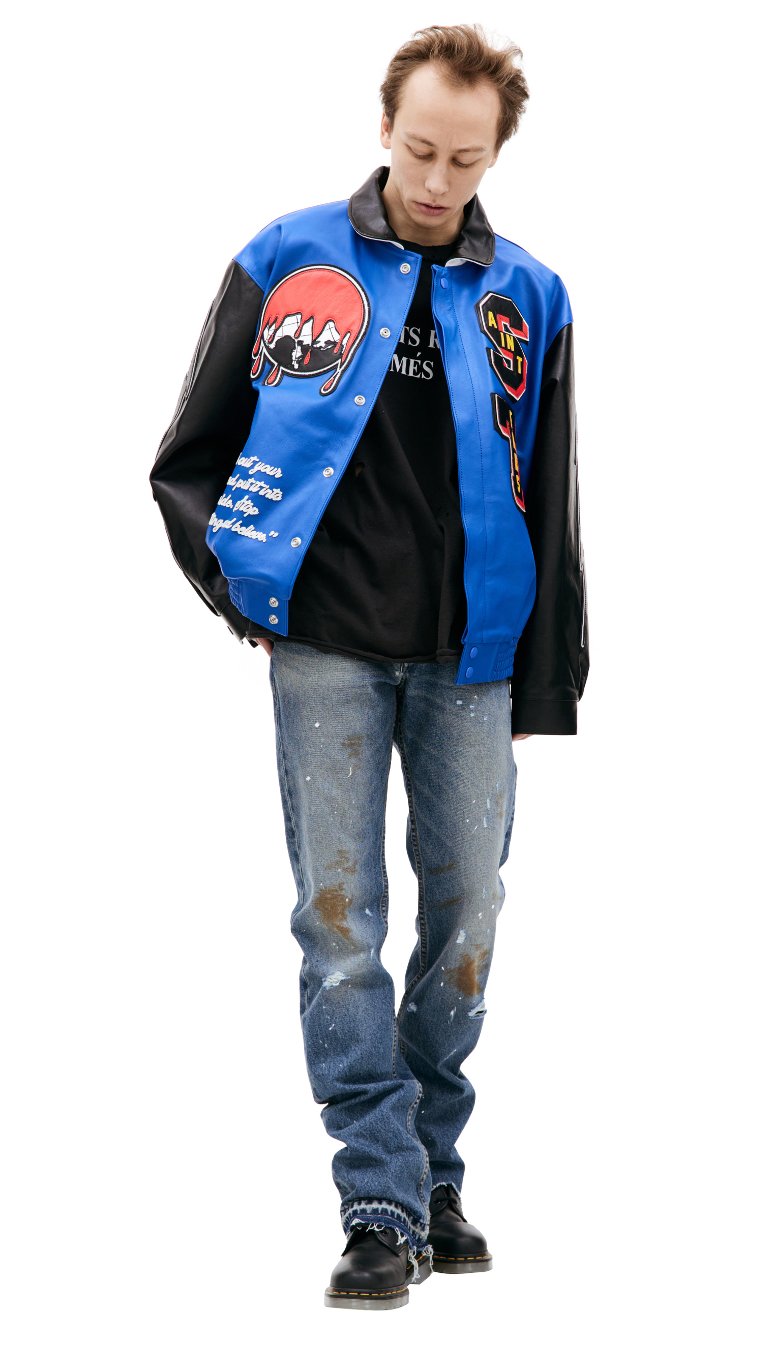 Saint Michael Saint Michael х DENIM TEARS leather jacket