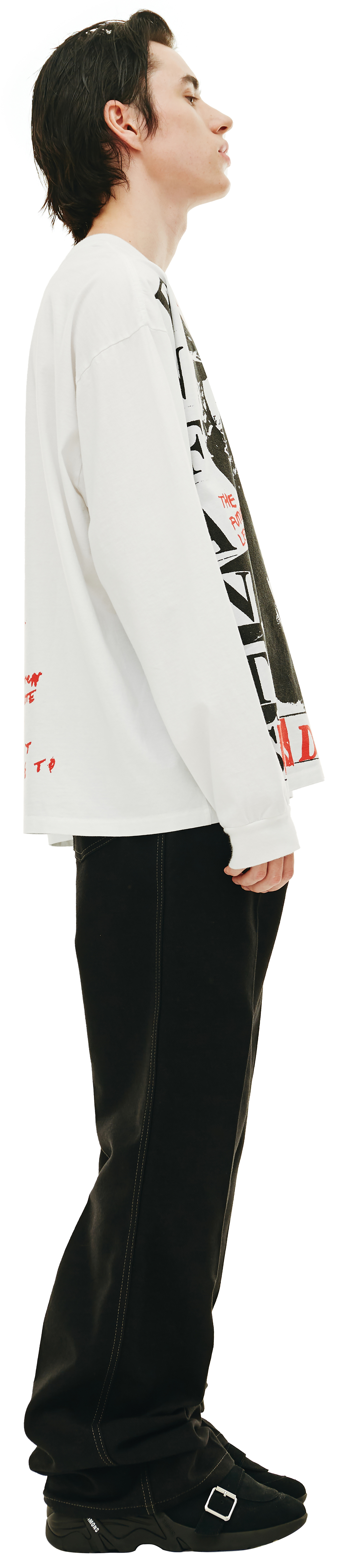 Enfants Riches Déprimés Лонгслив-010/618 принт ребенок красит на груди и ребенок читает книгу на спине бел