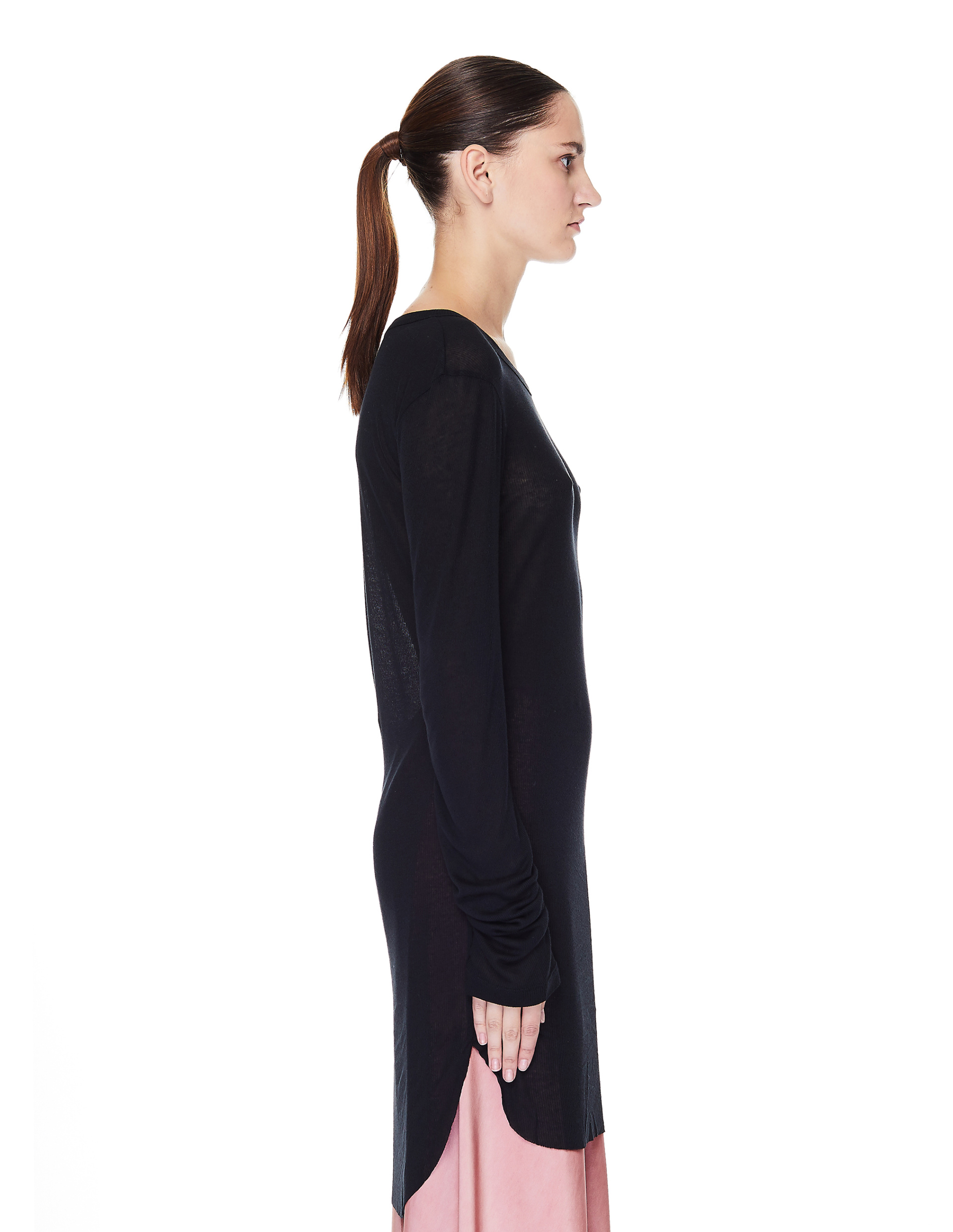 Ann Demeulemeester Black Jersey Long Sleeve T-Shirt