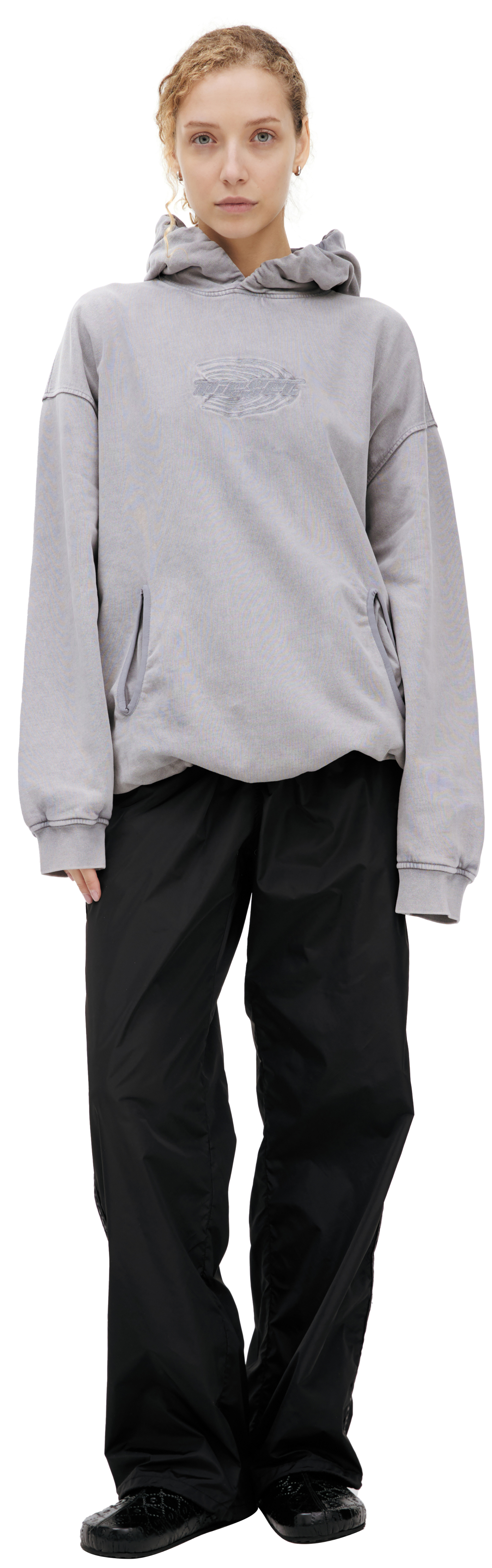 Diesel Grey hoodie with embroidered logo