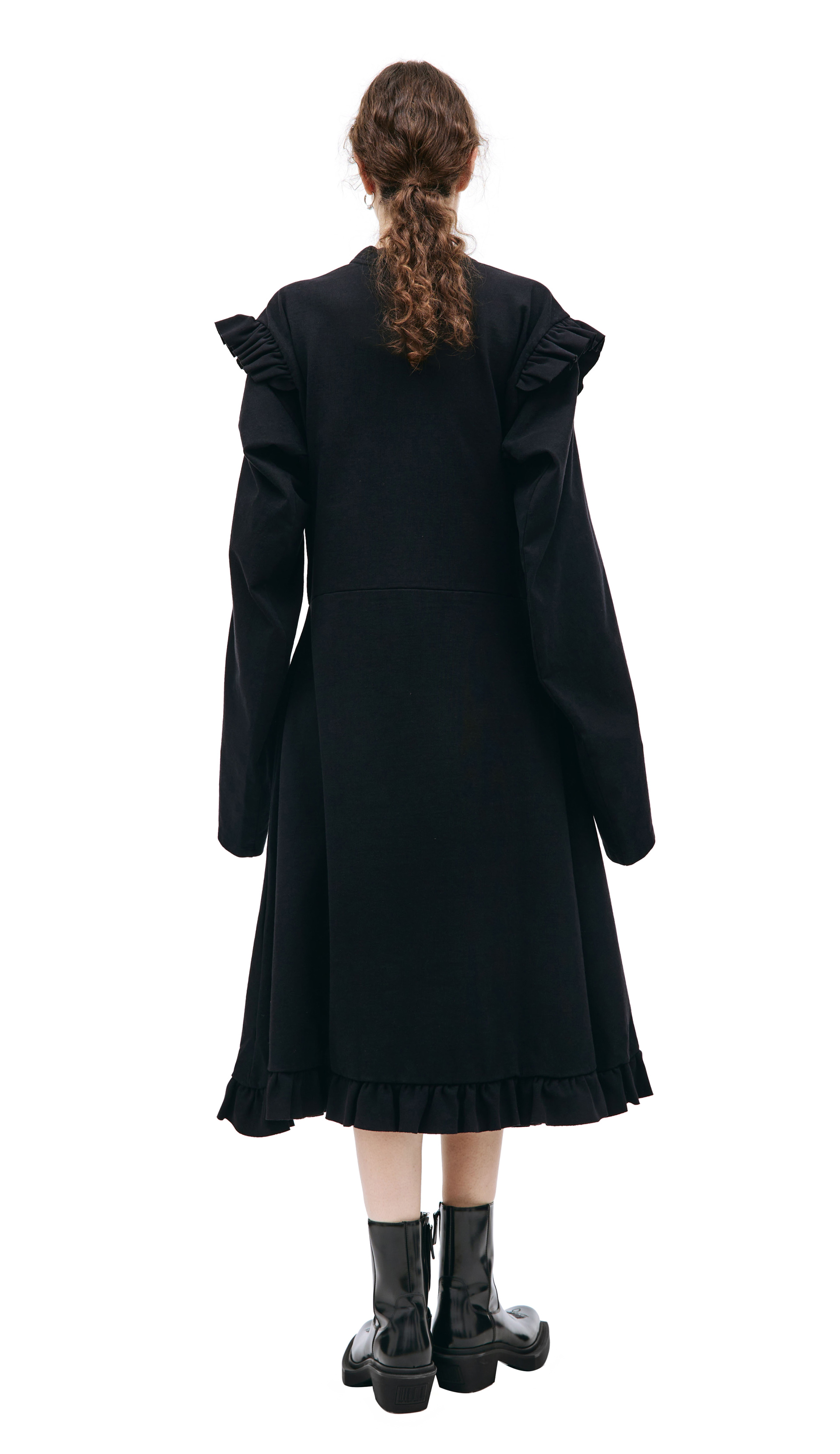 VETEMENTS Black ruffle midi dress