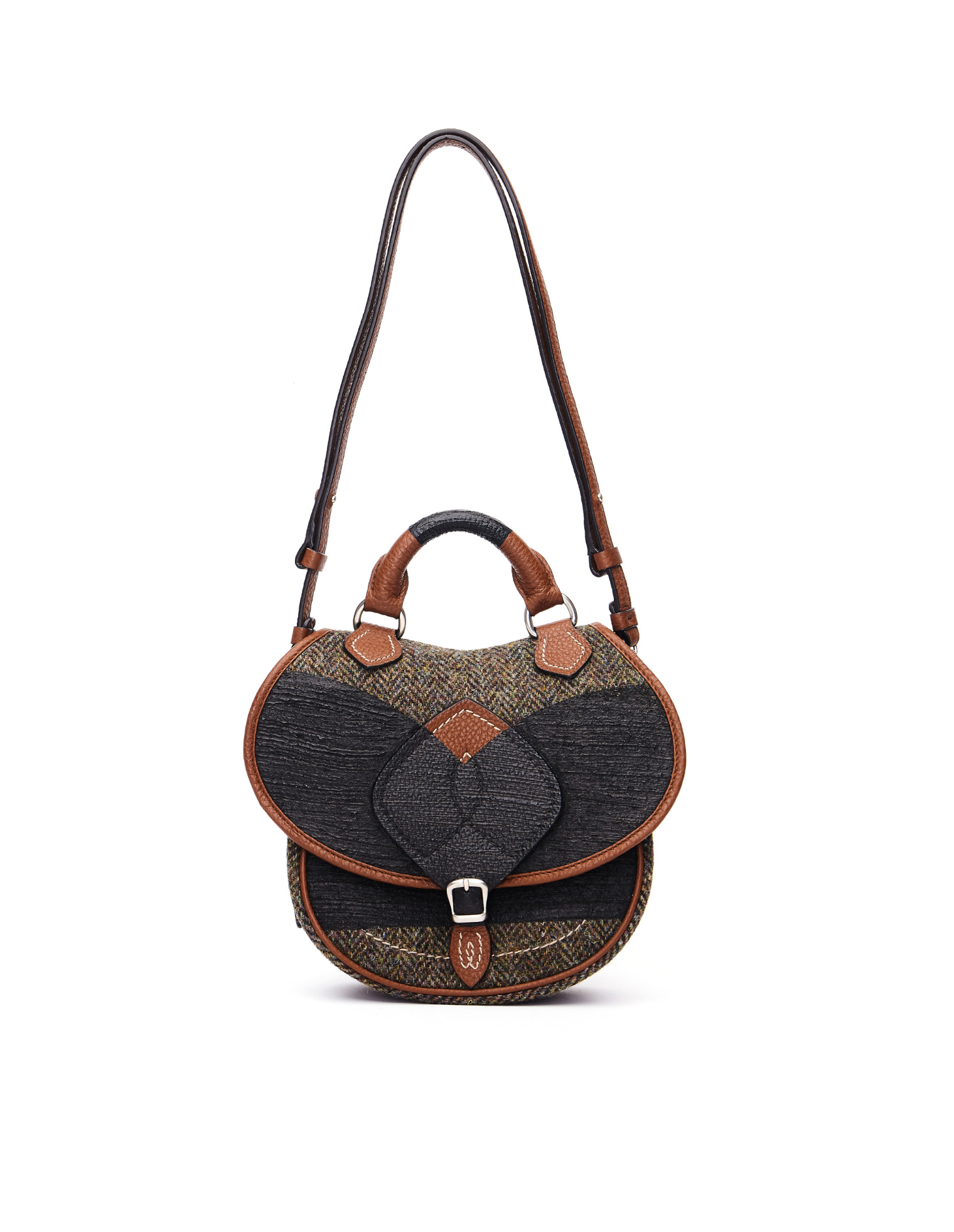 Maison Margiela Tweed and Leather Mini Bag-Slide