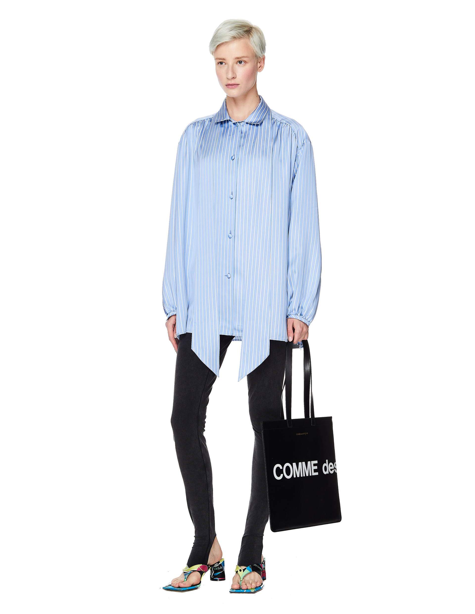 Comme des Garcons Wallets Black Leather Shopper Bag