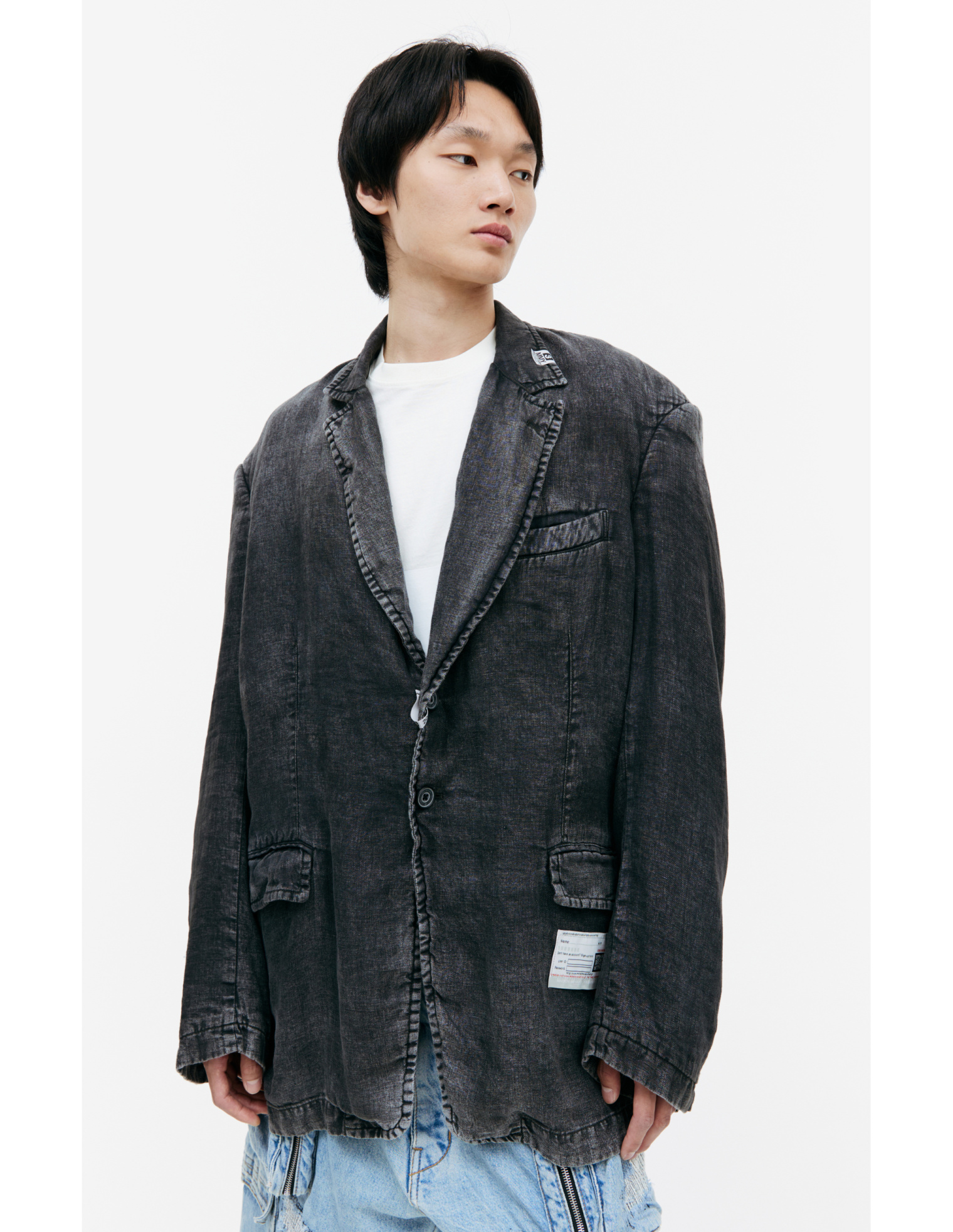 Maison Mihara Yasuhiro Faded effect linen blazer