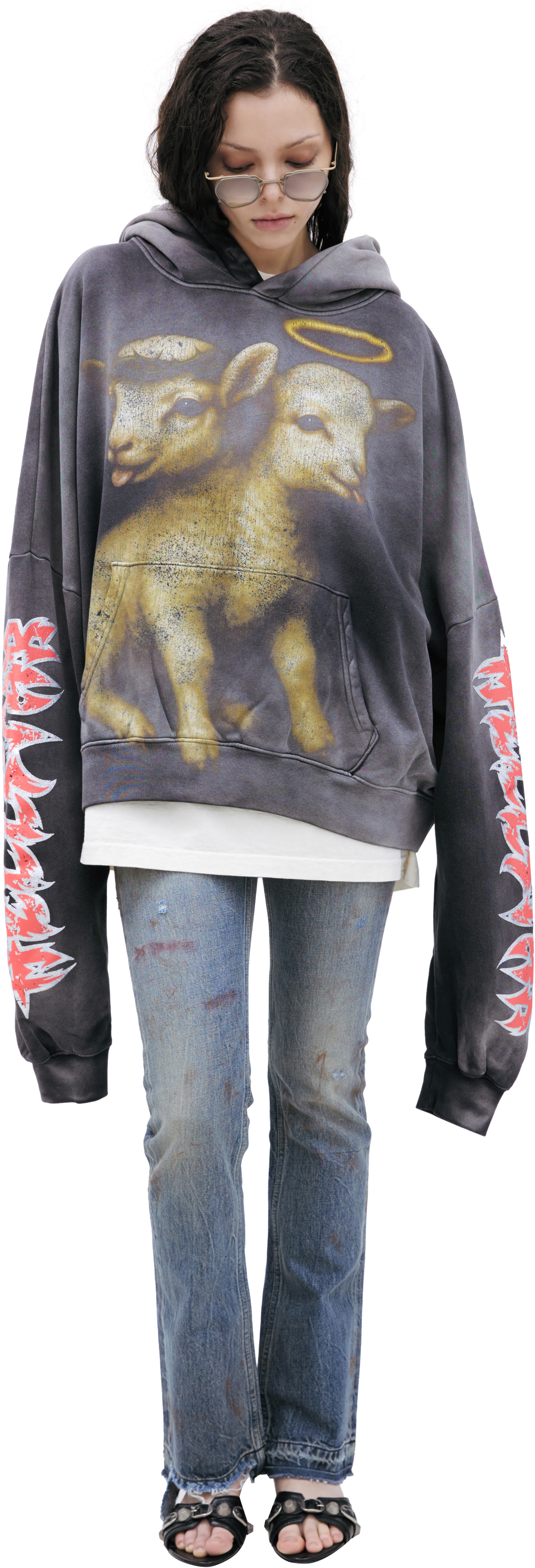 Buy Hellstar women grey printed hoodie for $540 online on SV77
