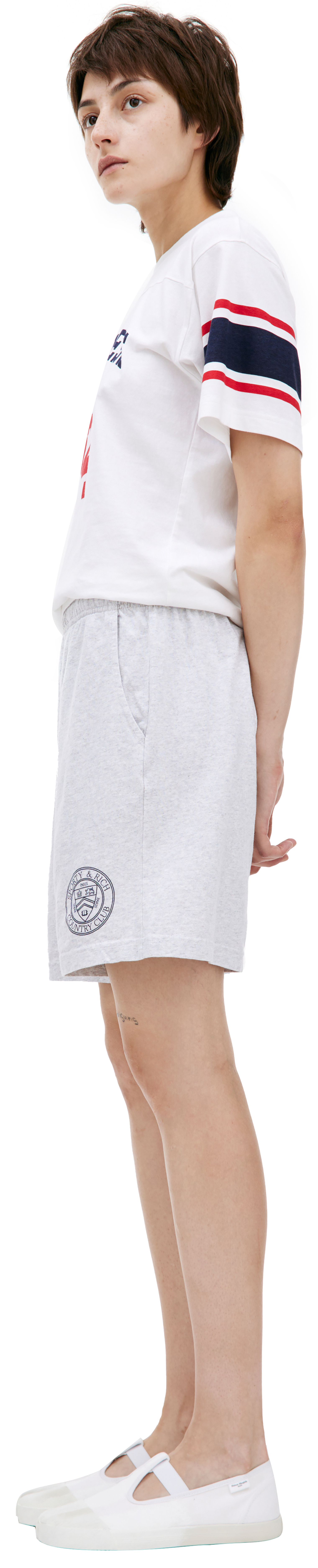 SPORTY & RICH Gray logo shorts