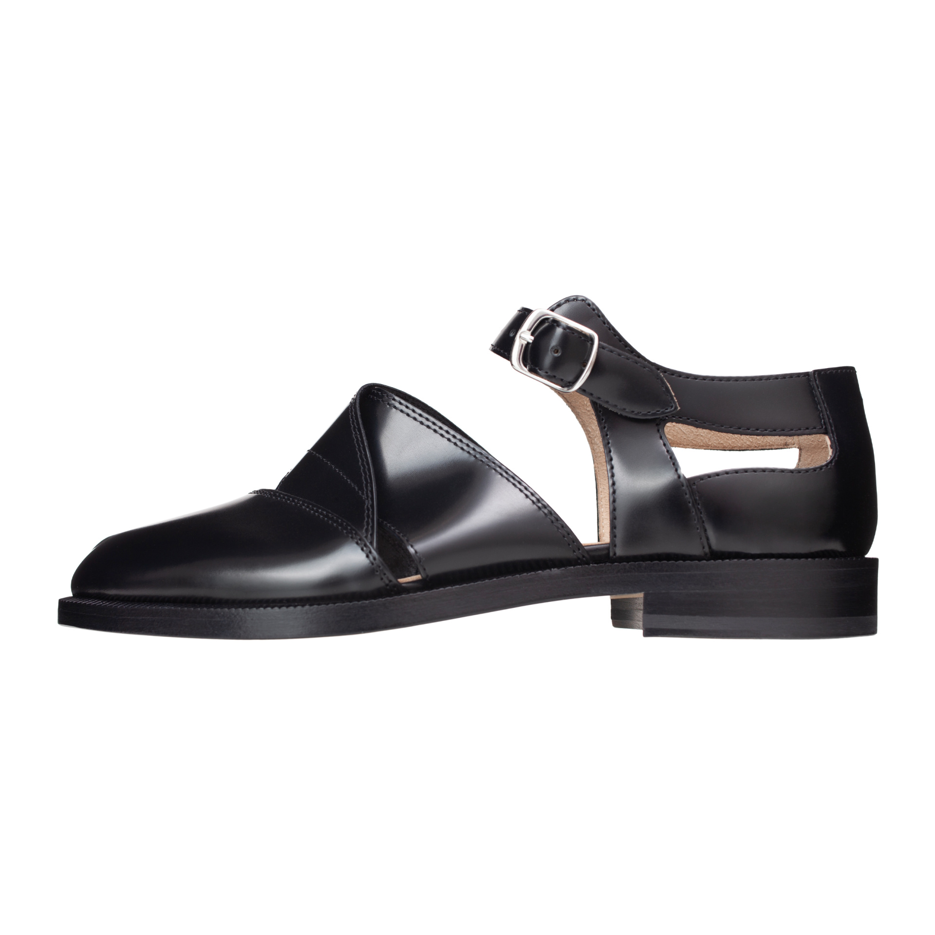 Maison Margiela Black Tabi Strap Oxfords