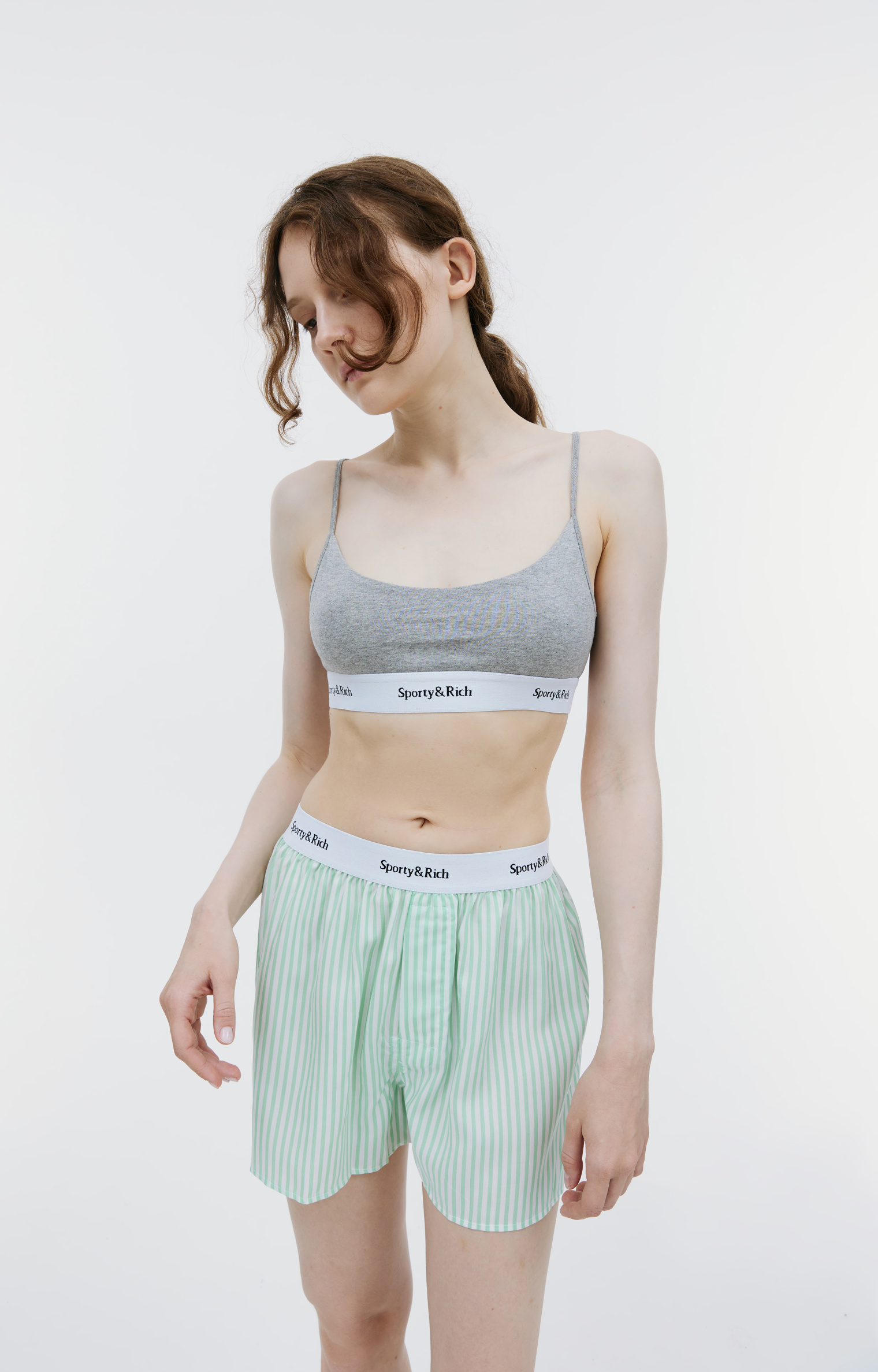 SPORTY & RICH Grey cotton Serif bra