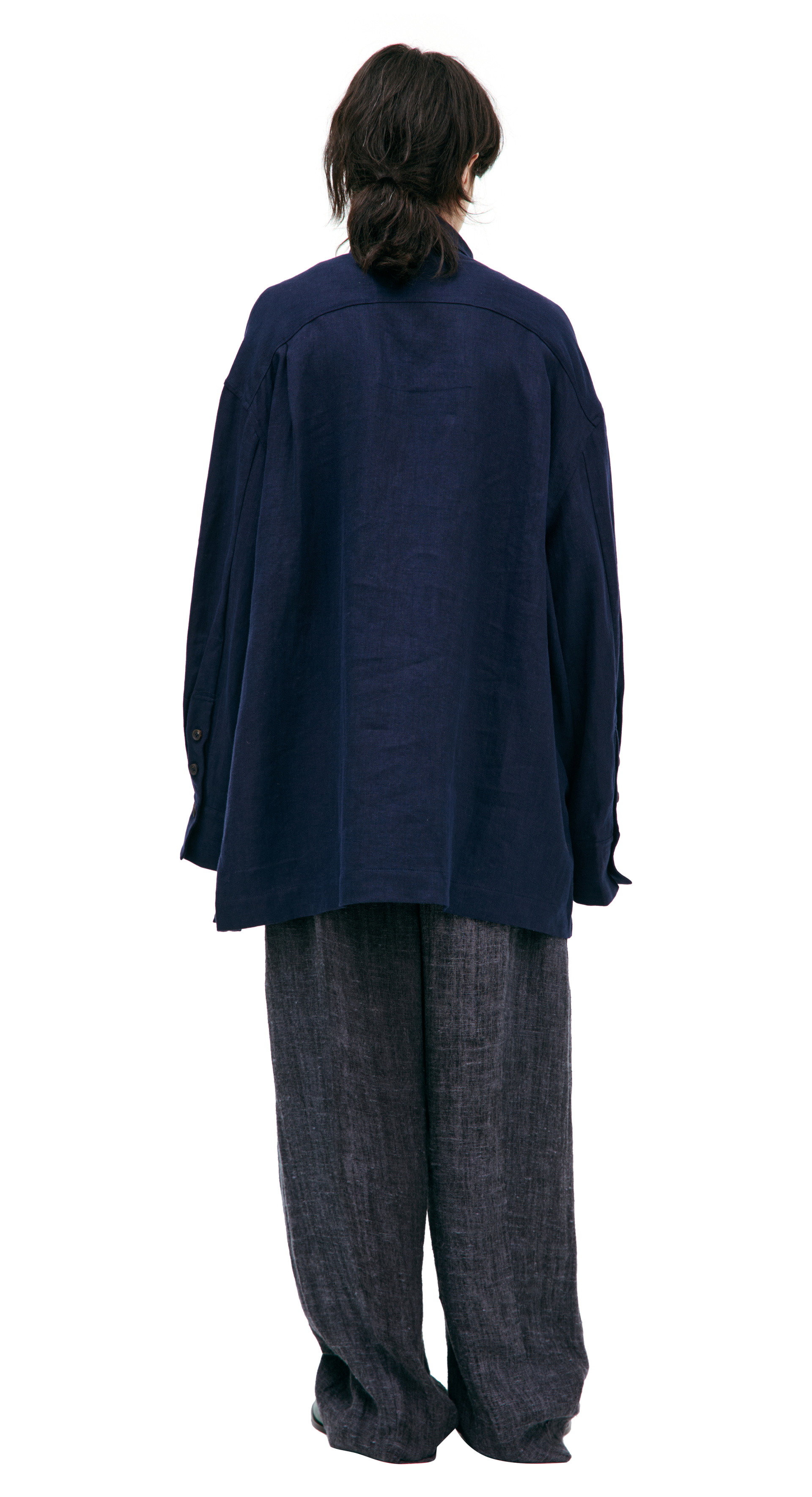 Ziggy Chen Рубашка-0M2520704 оверсайз, карман на груди, синяя