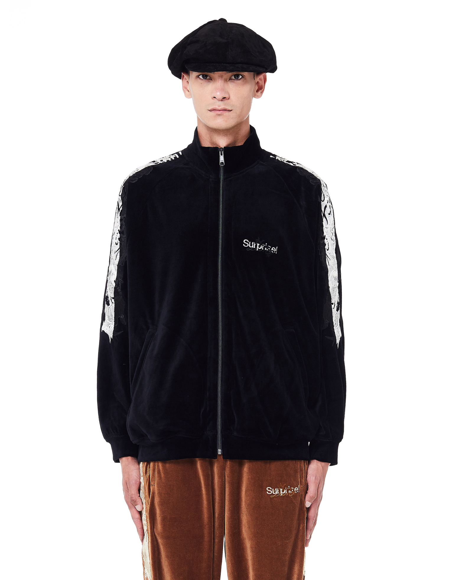 Doublet Black Embroidered Velour Track Jacket