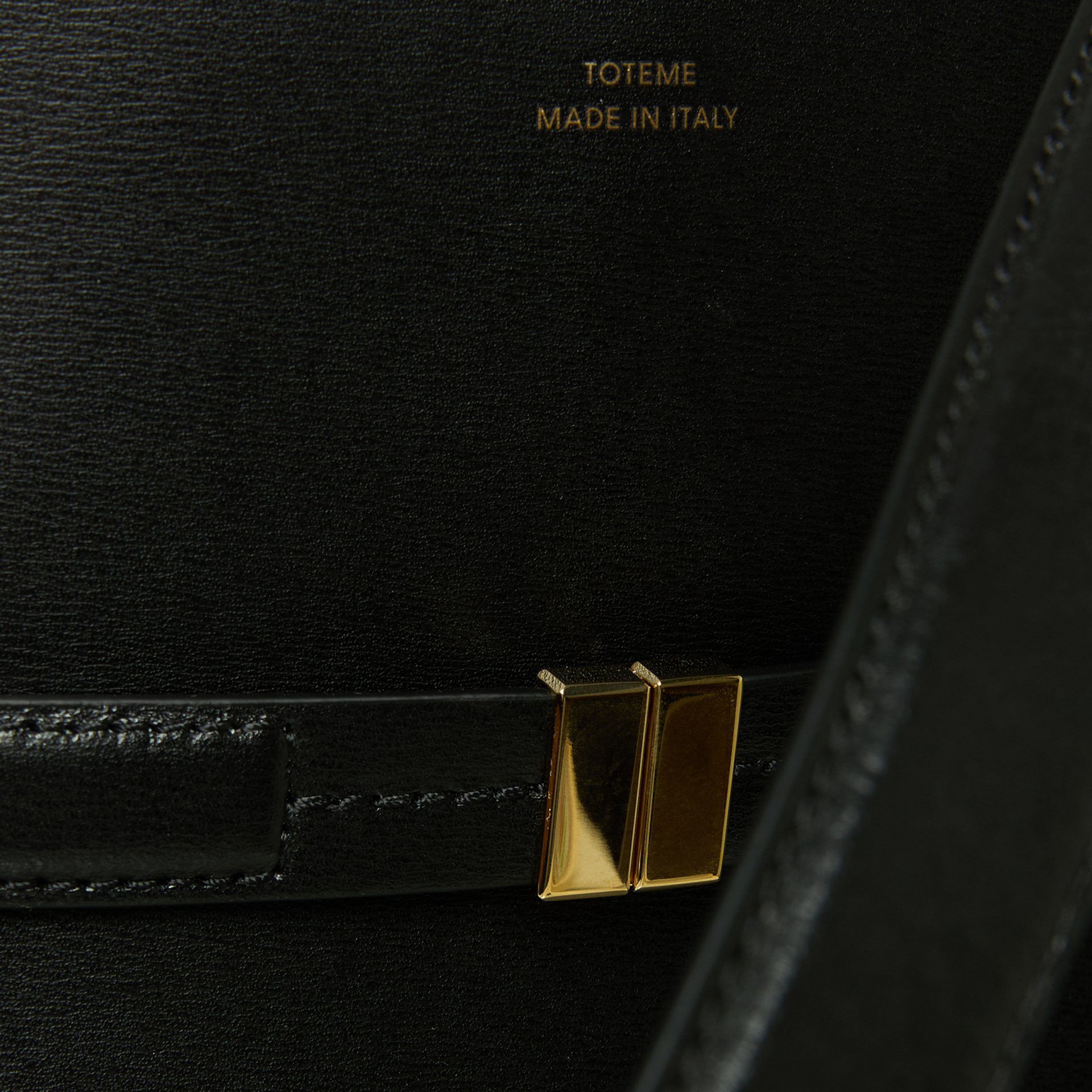 TOTEME Black Belted Leather Bucket Bag