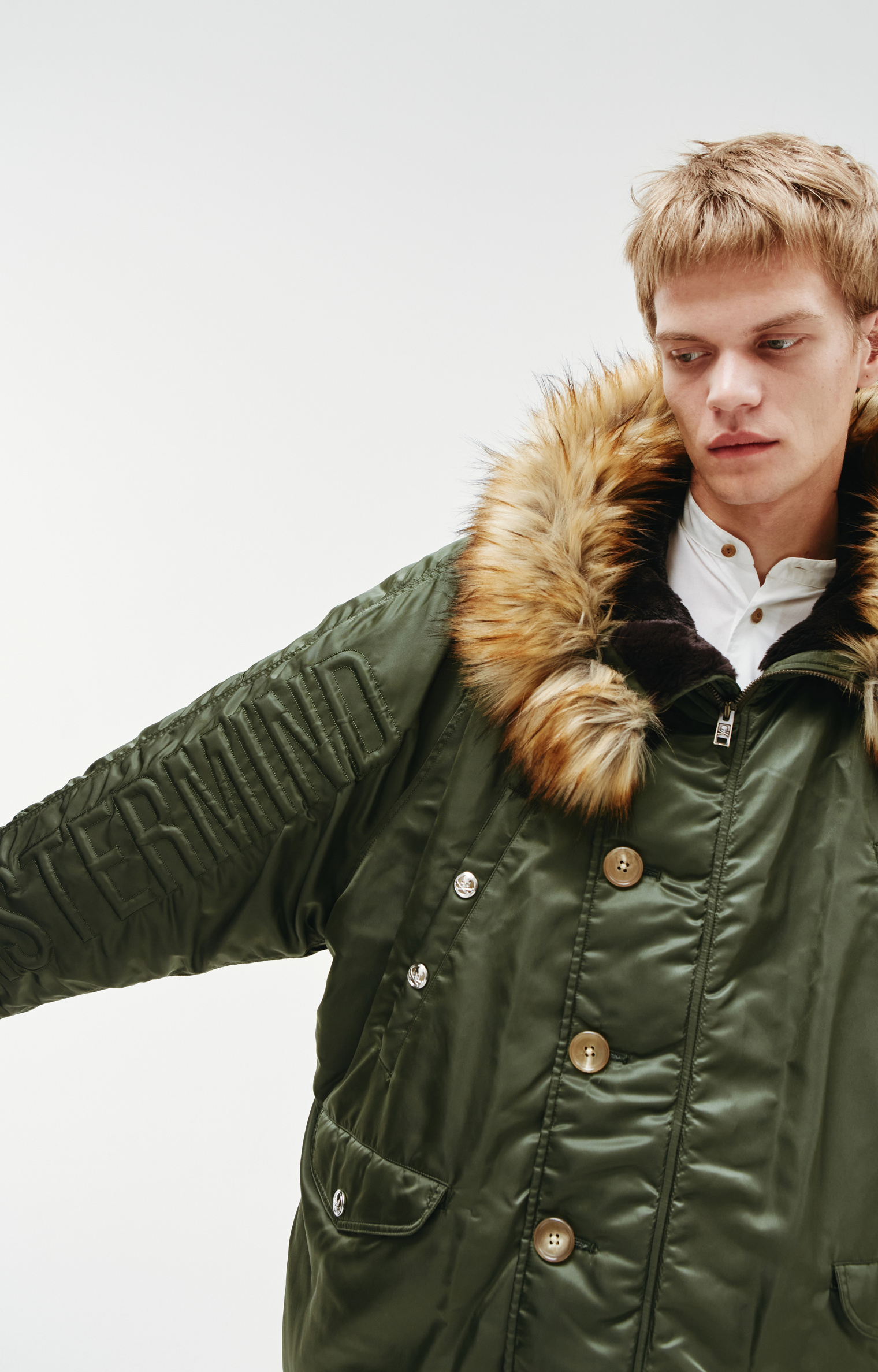 Mastermind WORLD Green Fur Trimmed parka