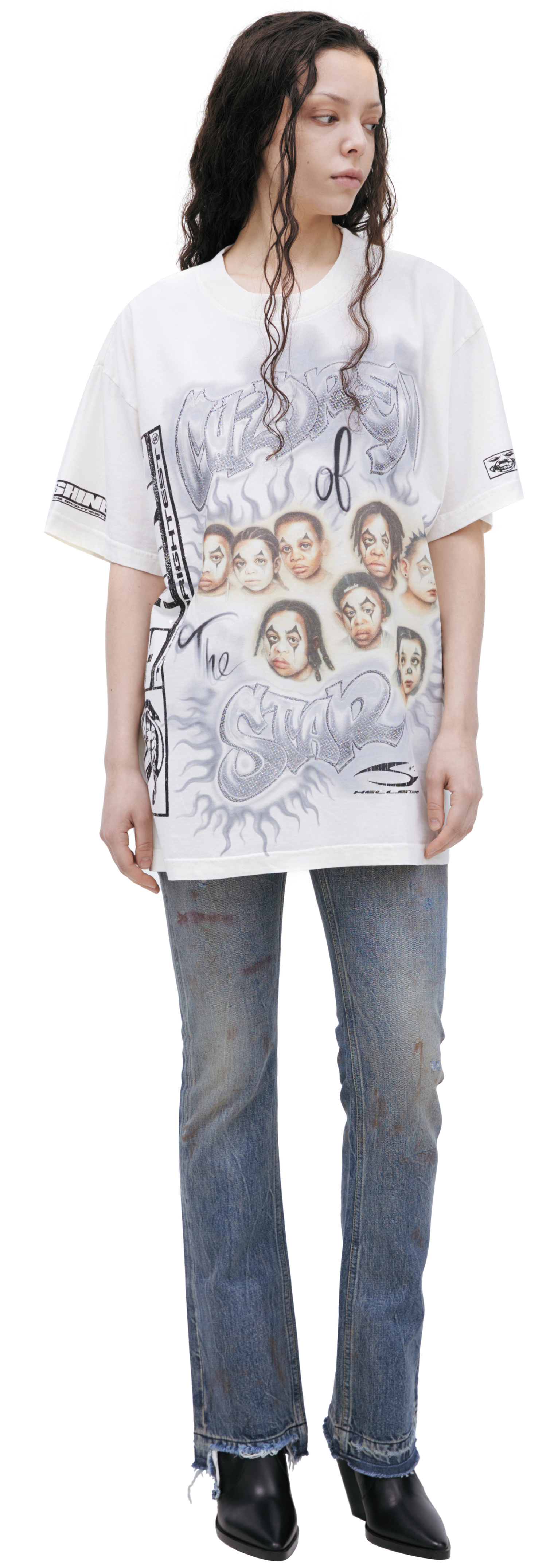 Buy Hellstar women white print t-shirt for $360 online on SV77