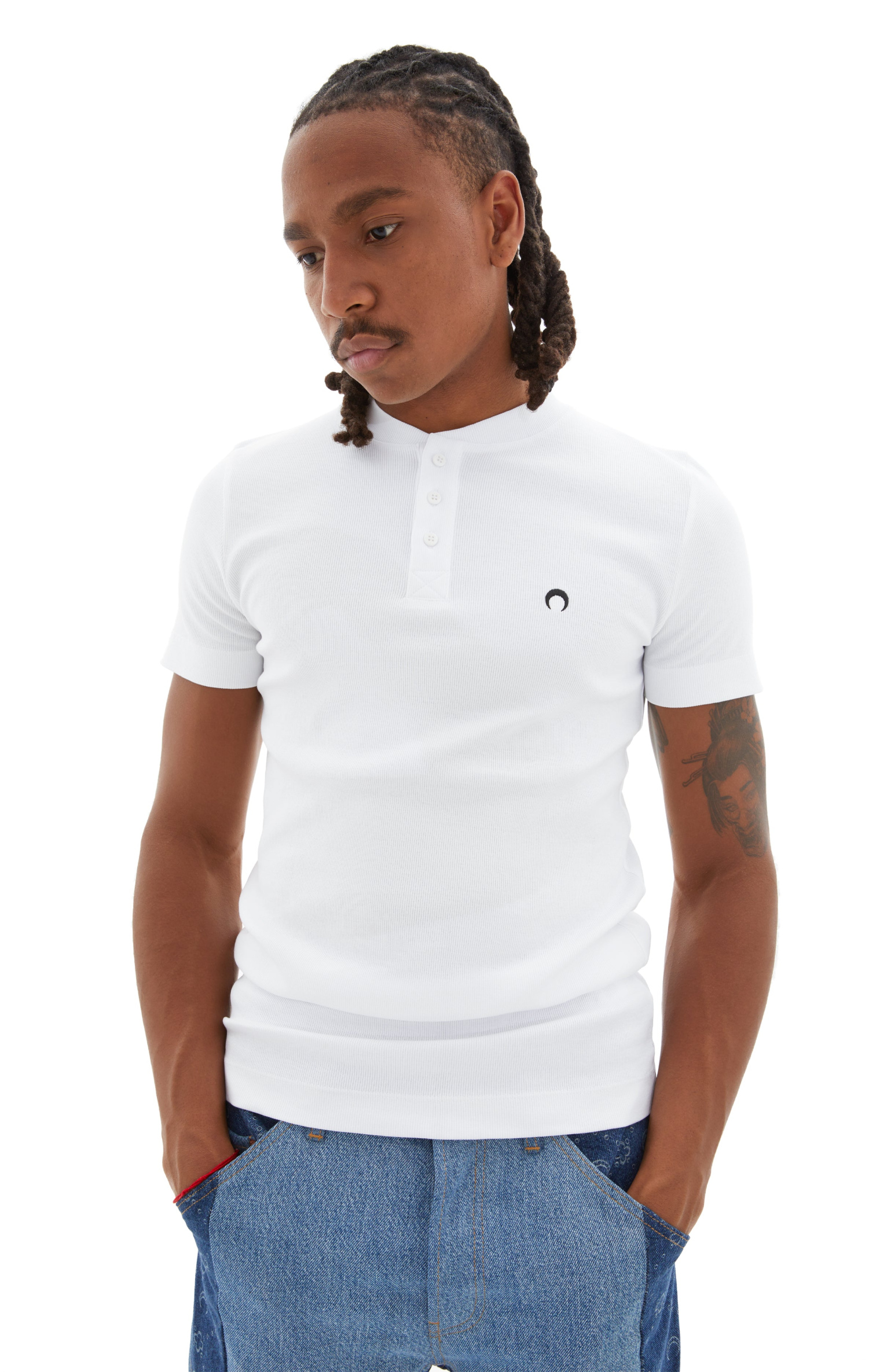 MARINE SERRE Organic Cotton Henley Shirt